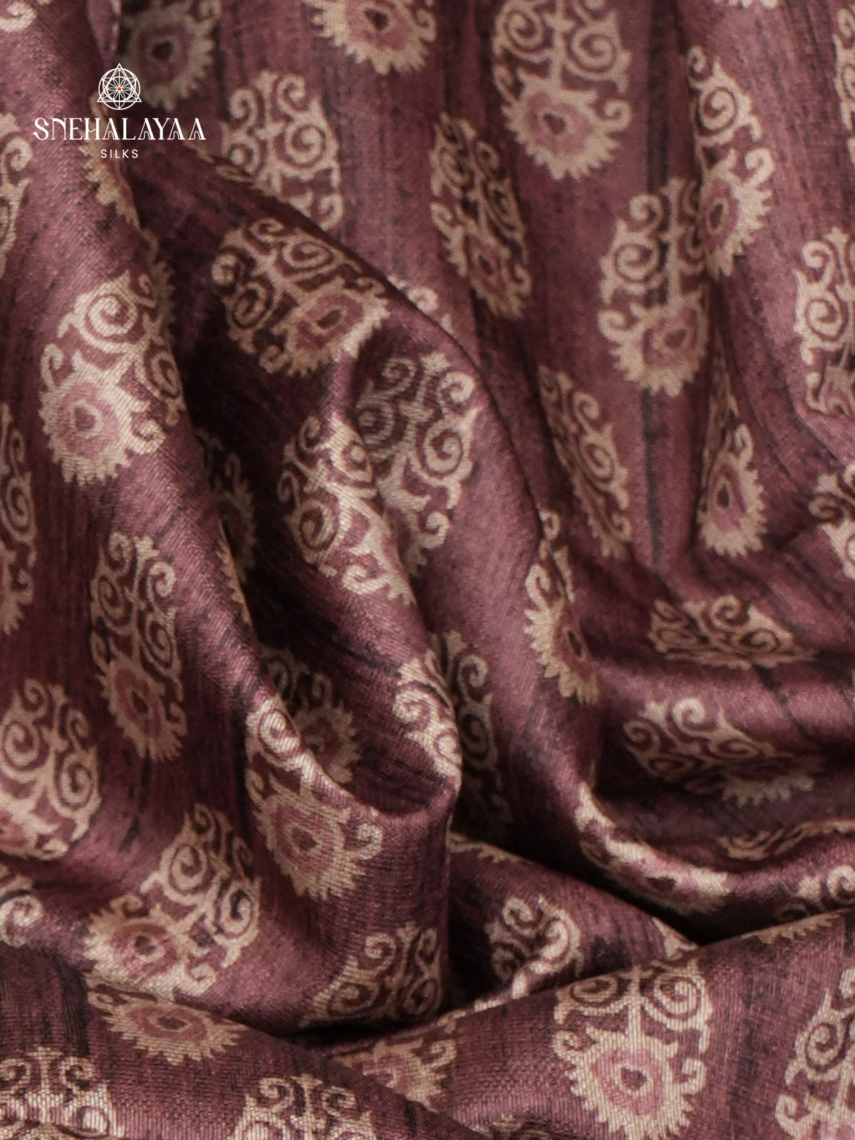 Brown Tussar Embroidery Saree