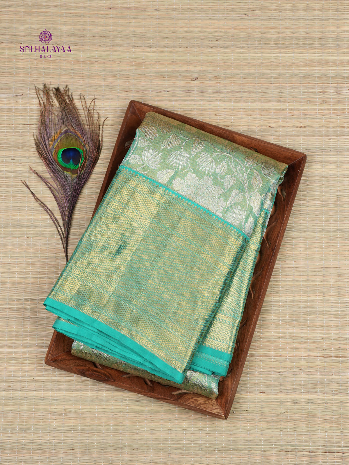 Seafoam Green Kanjivaram Silk Saree