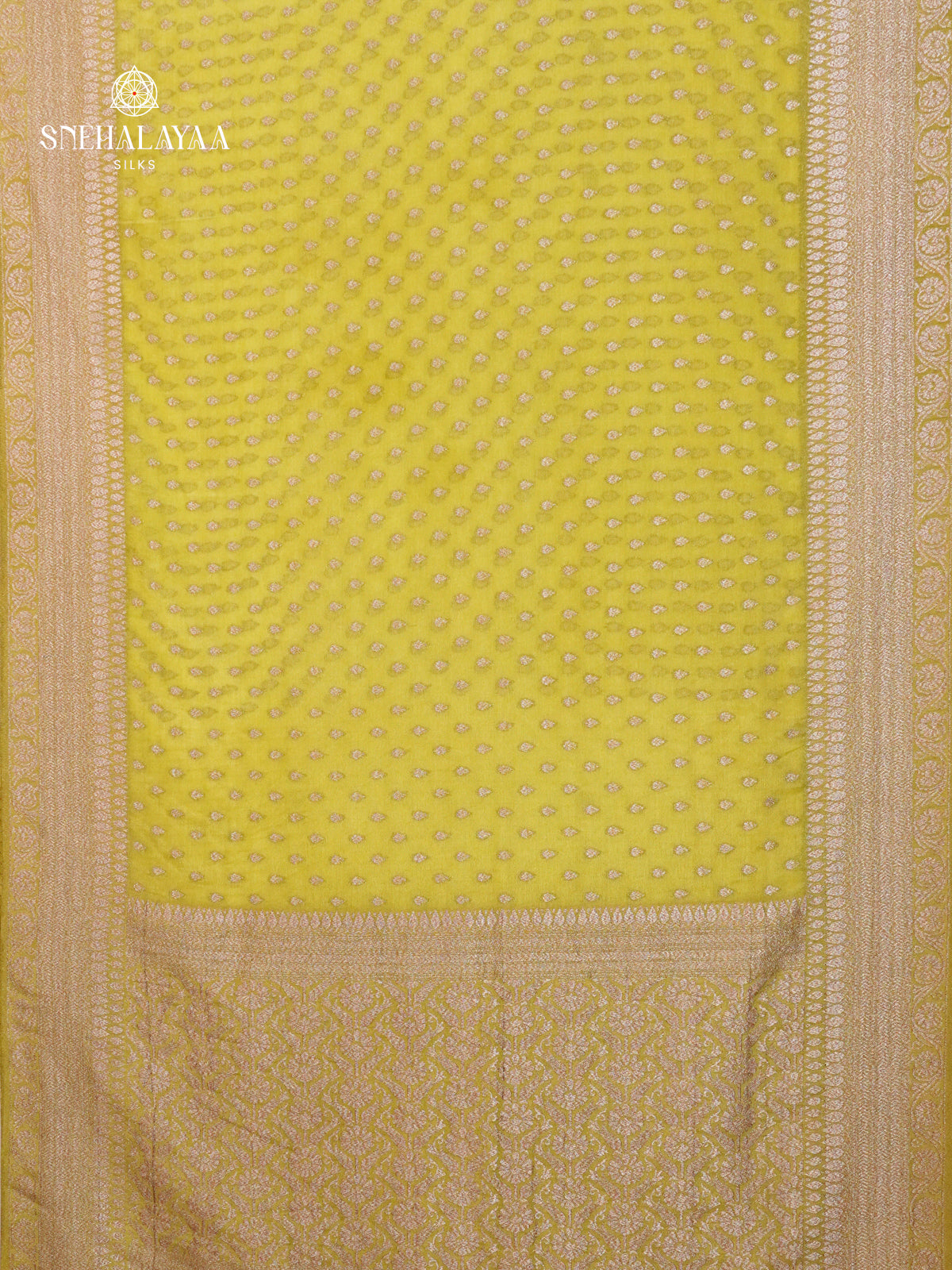 Lime Green Banaras Crepe Silk Saree