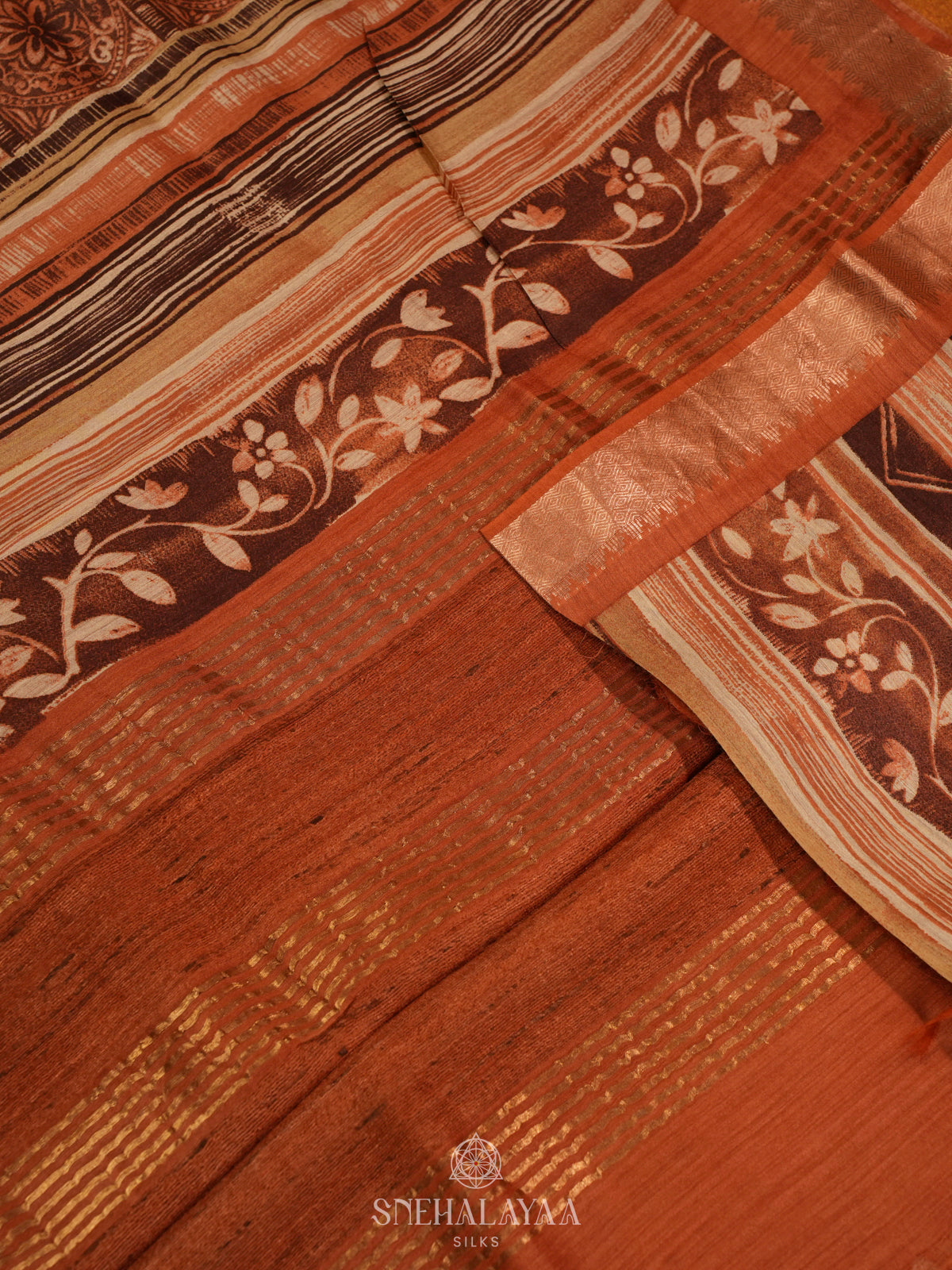 Rust orange Chanderi Saree