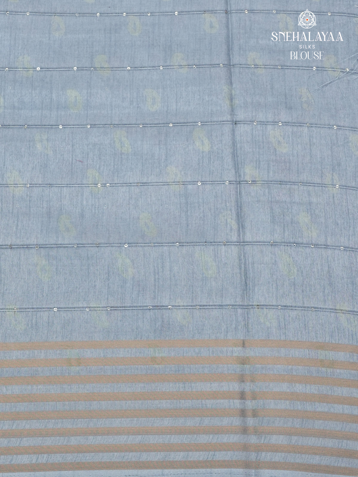 Pastel Blue Floral Printed Tussar Saree