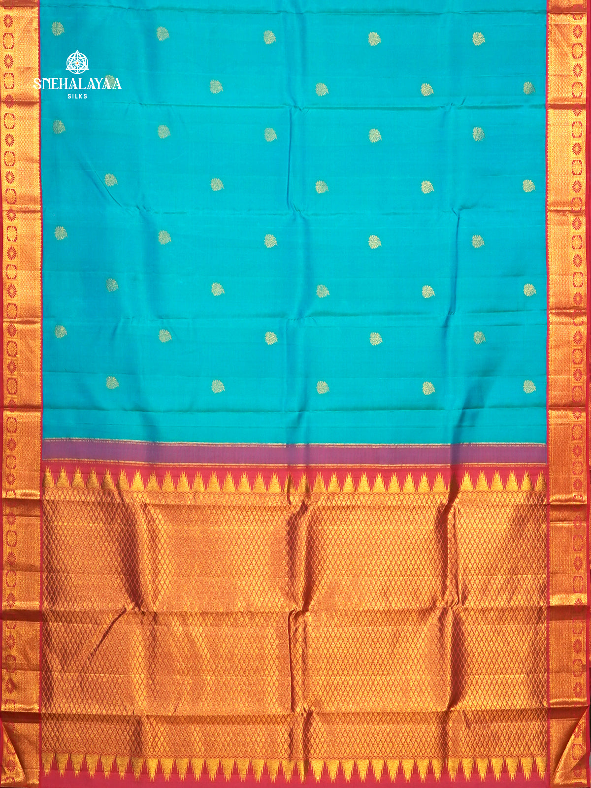 Ocean Blue Kanjivaram Silk Saree