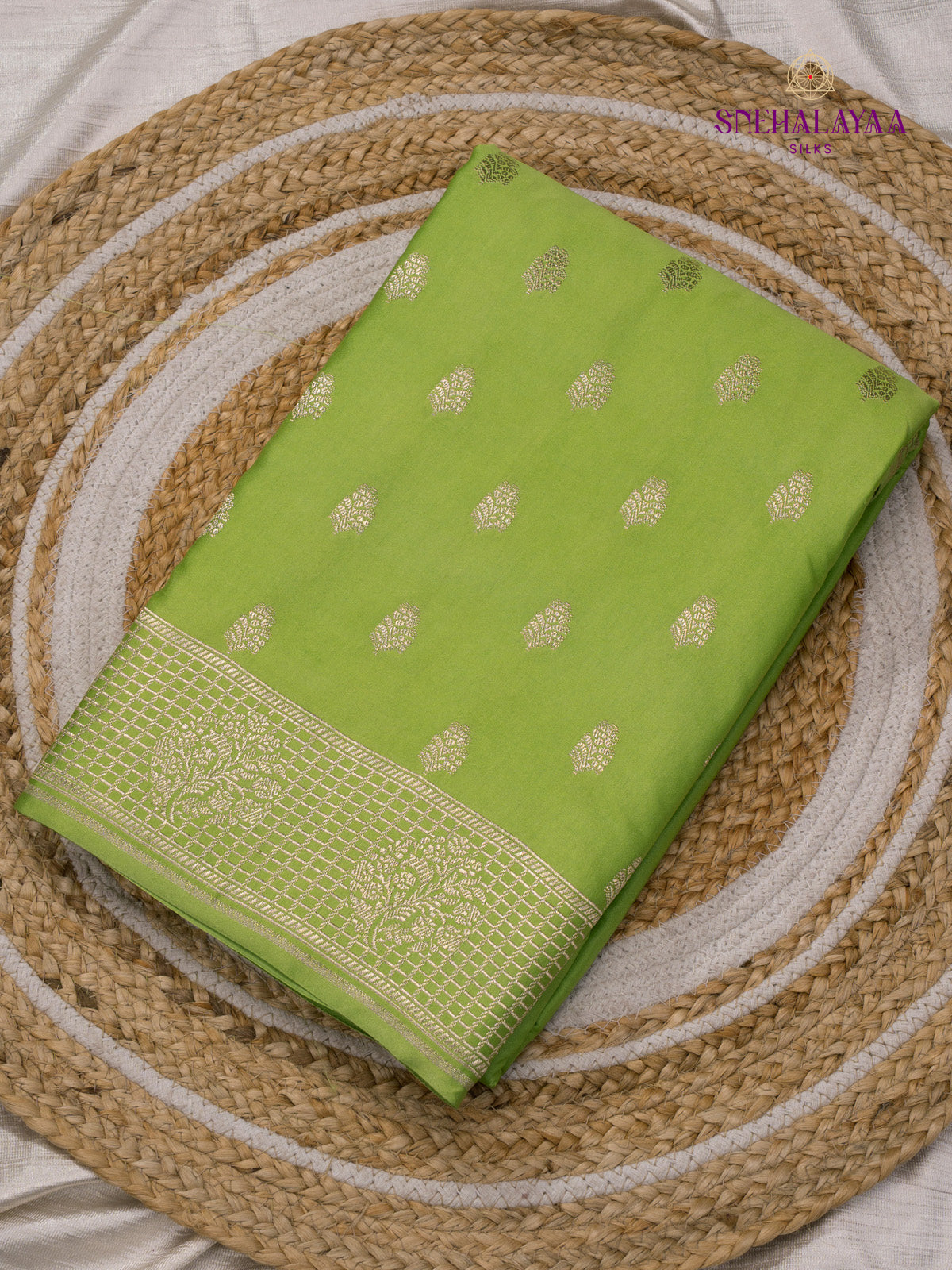 Green Satin Banaras Saree