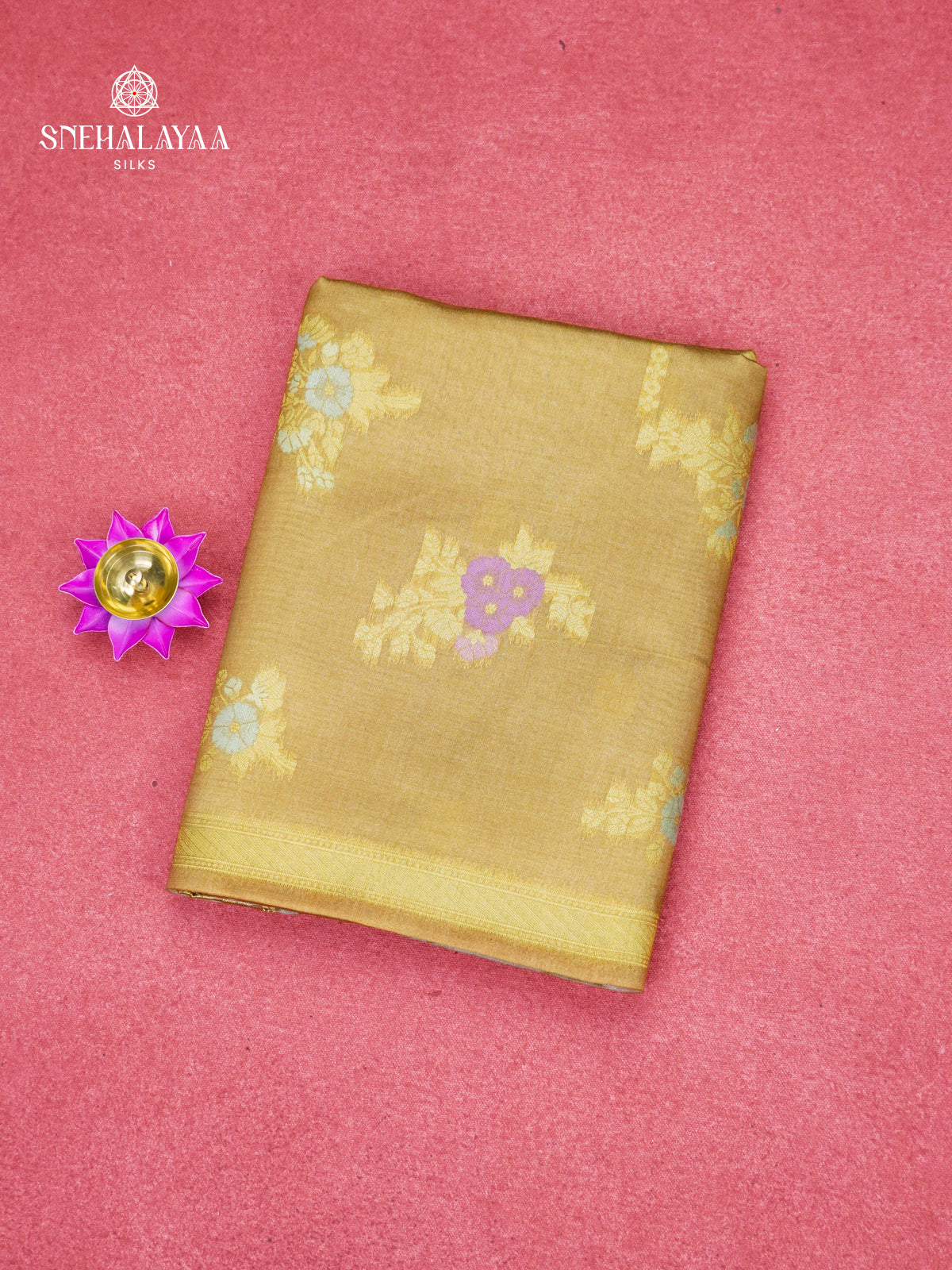 Beige Gold Jute Saree