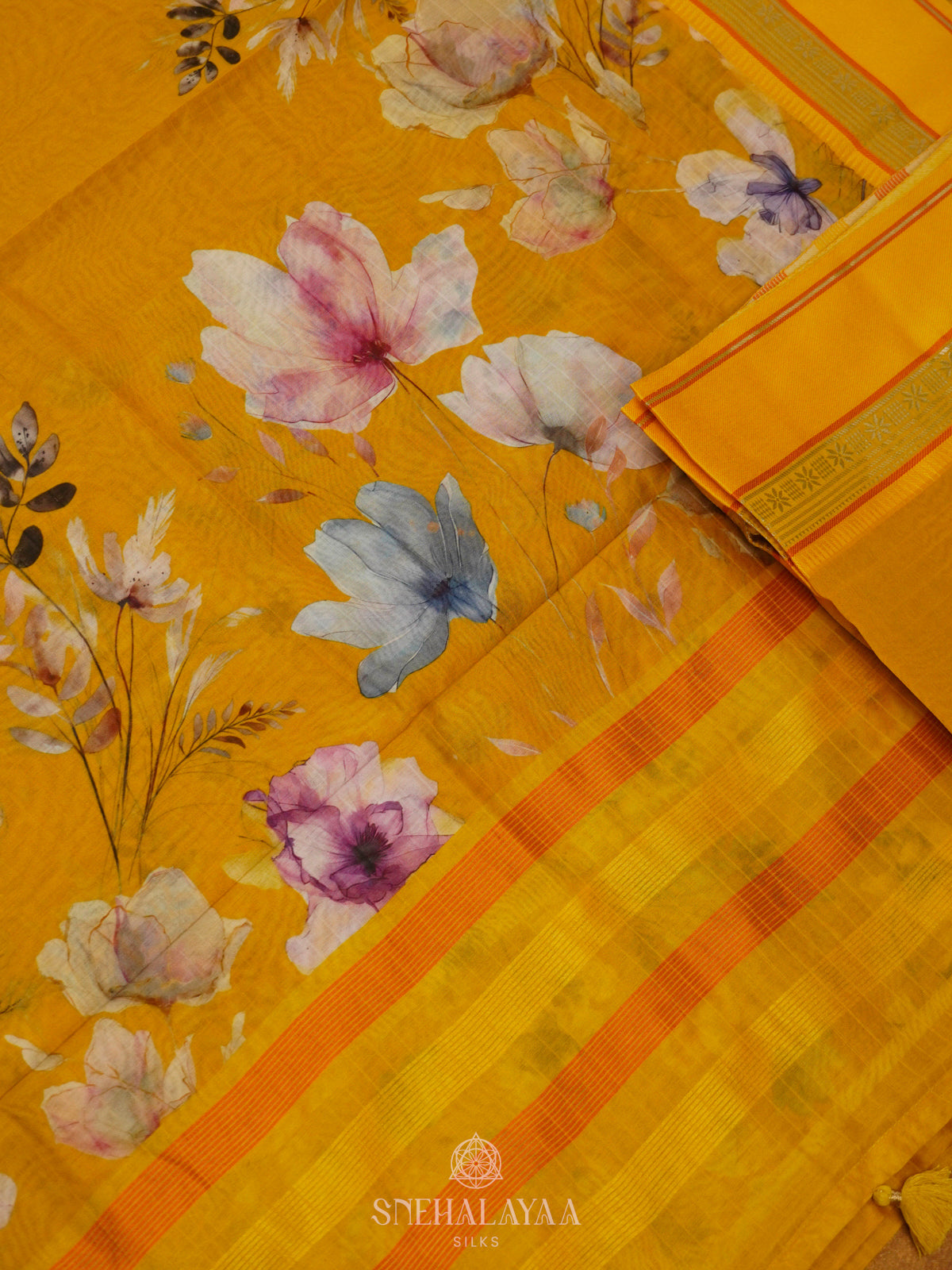 Mango Yellow Chanderi Saree