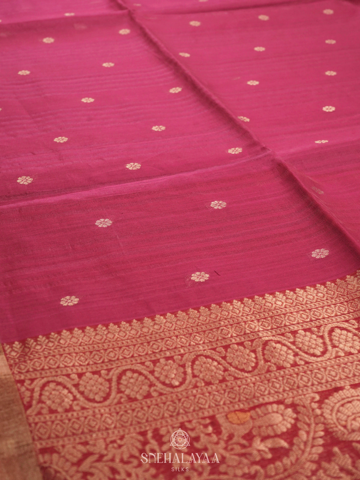 Magenta Kora Silk Cotton Saree