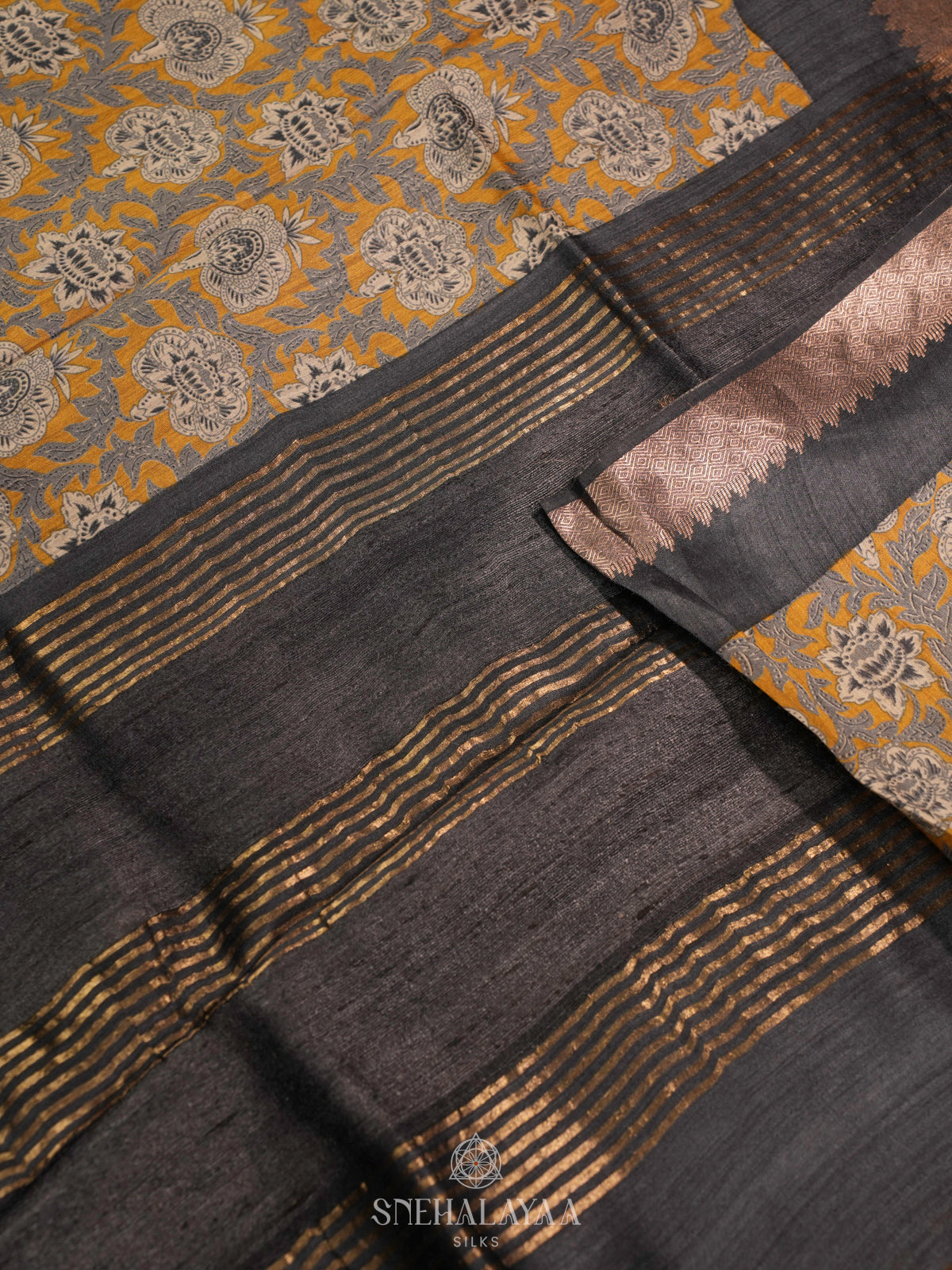 Mustard Yellow Chanderi Saree