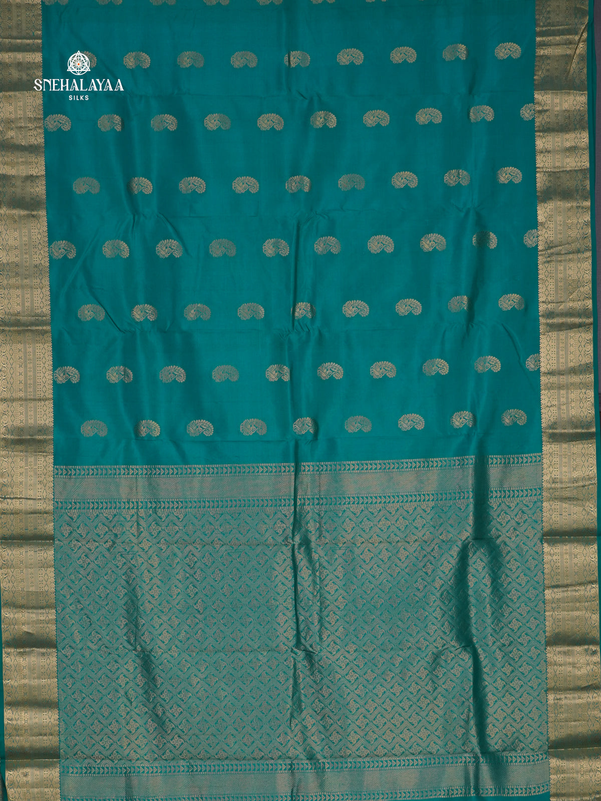 Teal Blue Kanjivaram Silk Saree