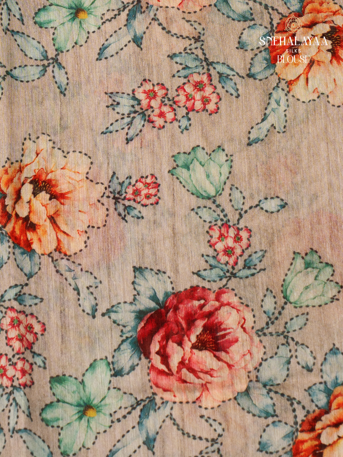 Beige Linen Embroidery Saree