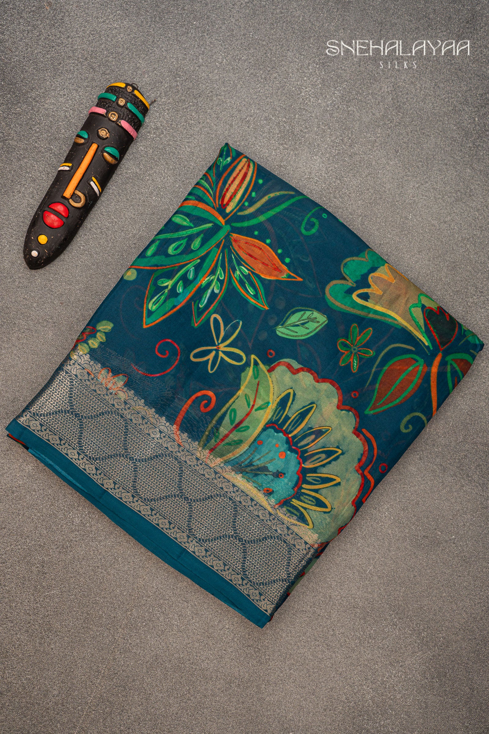 Aegean Blue Banaras Organza Saree