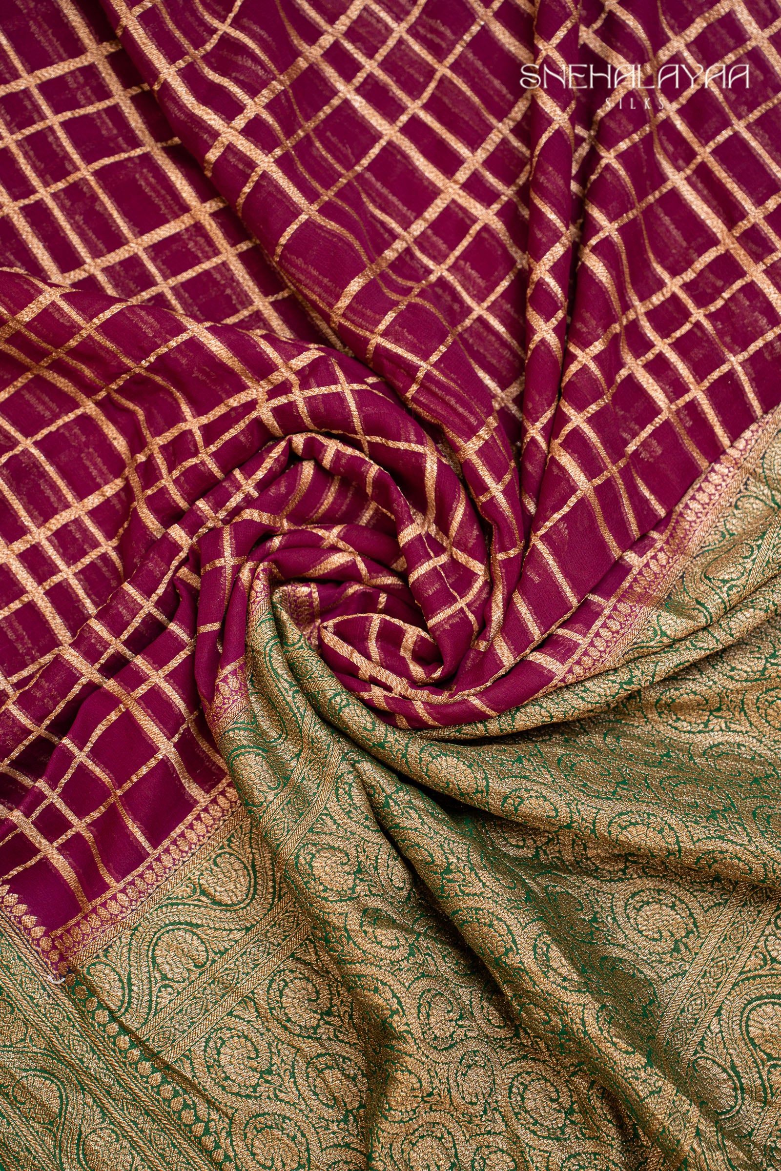 Maroon Banaras Georgette Saree