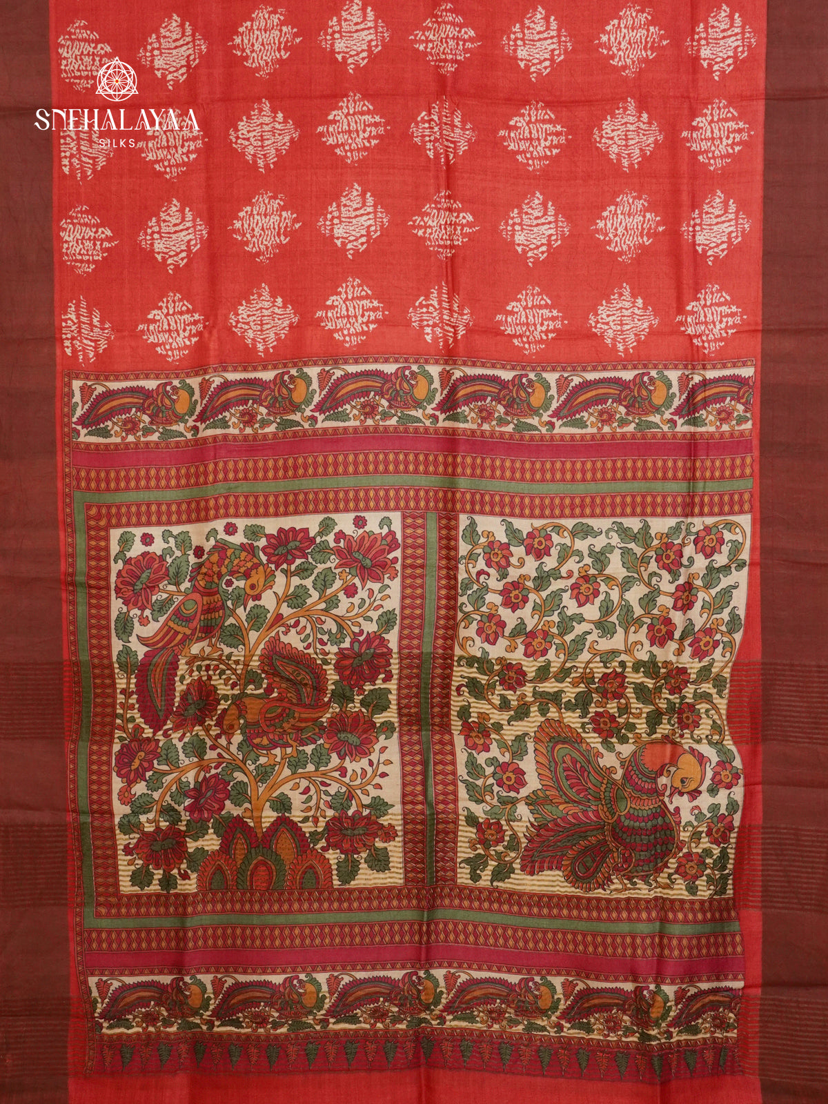 Maroon Tussar Saree