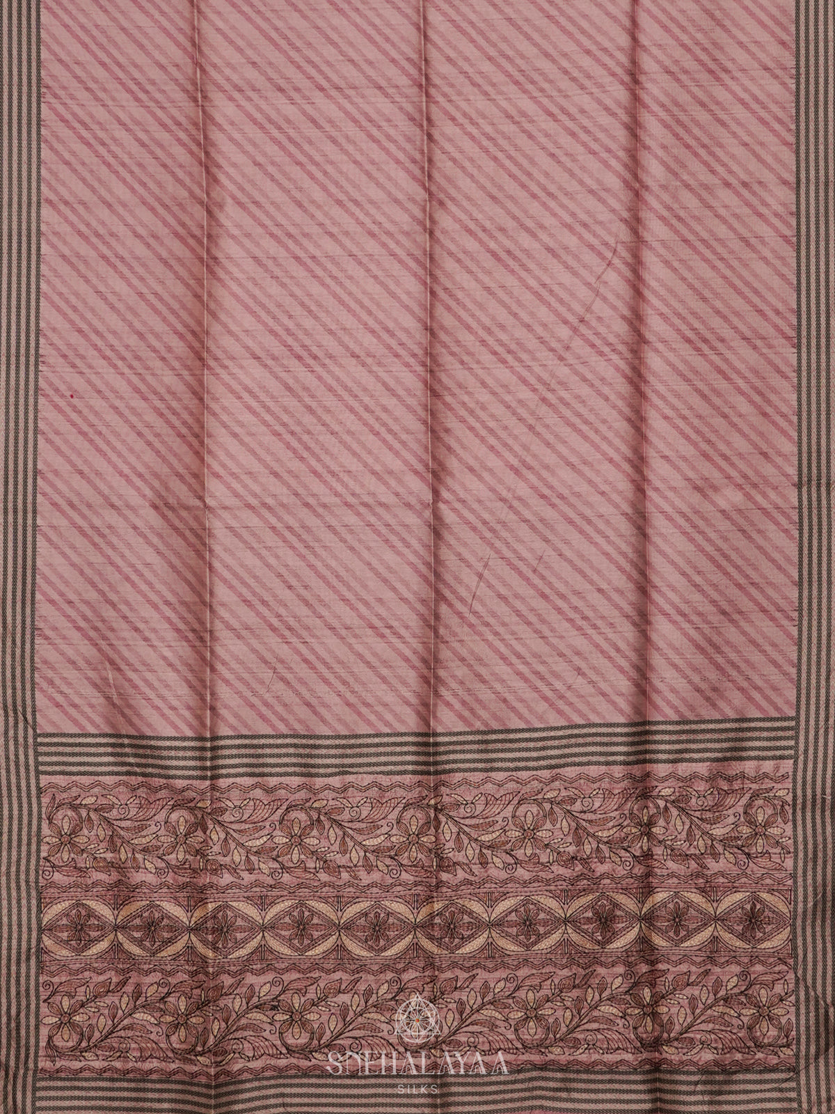 Pale Pink Tussar Embroidery Saree