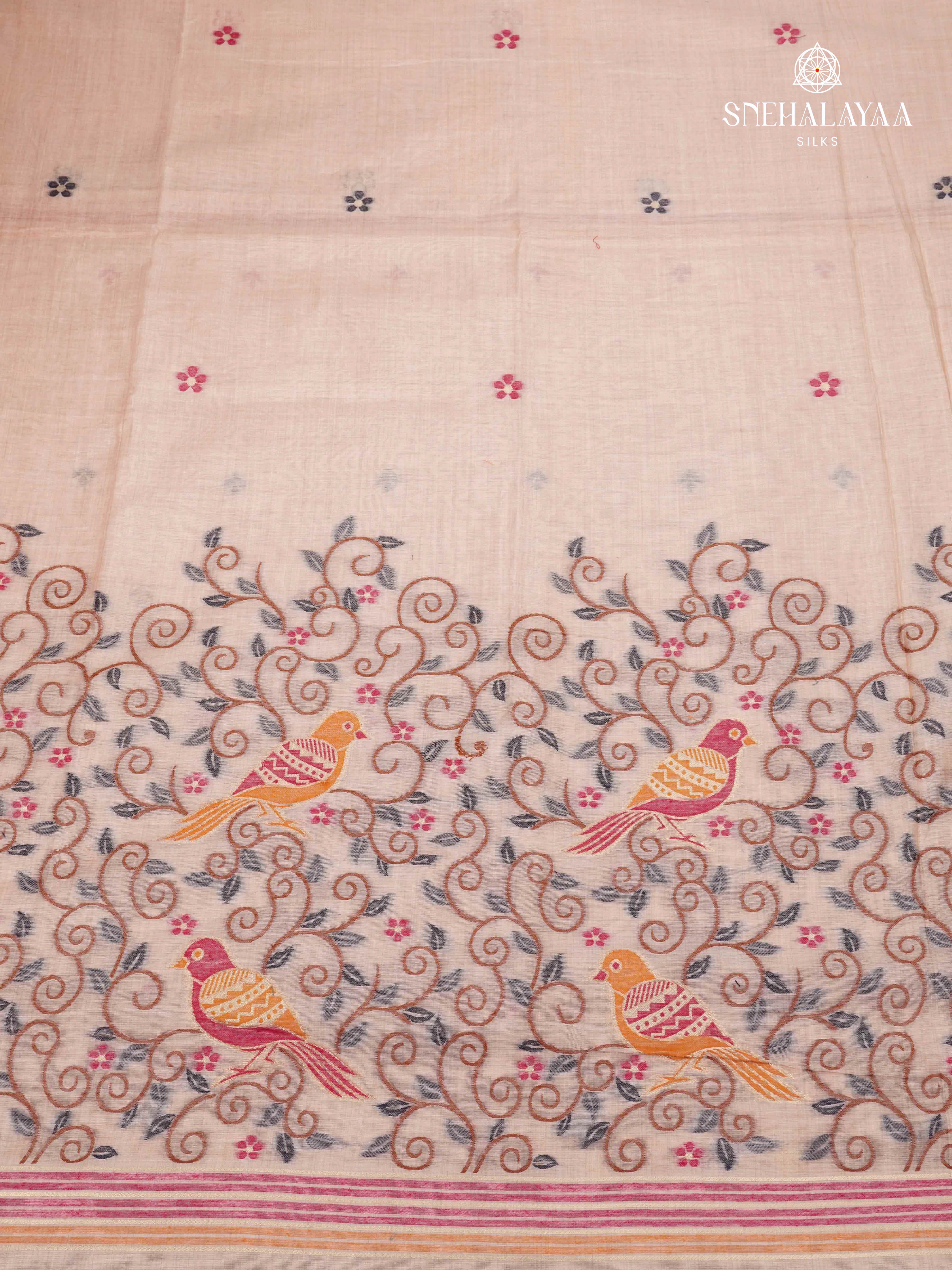 Peach Munga Cotton Saree