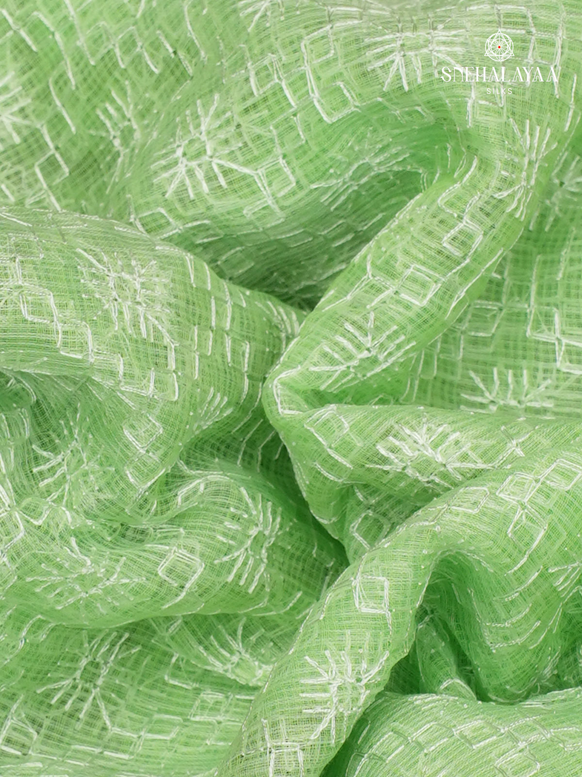 Mint Green Kota Embroidery Saree