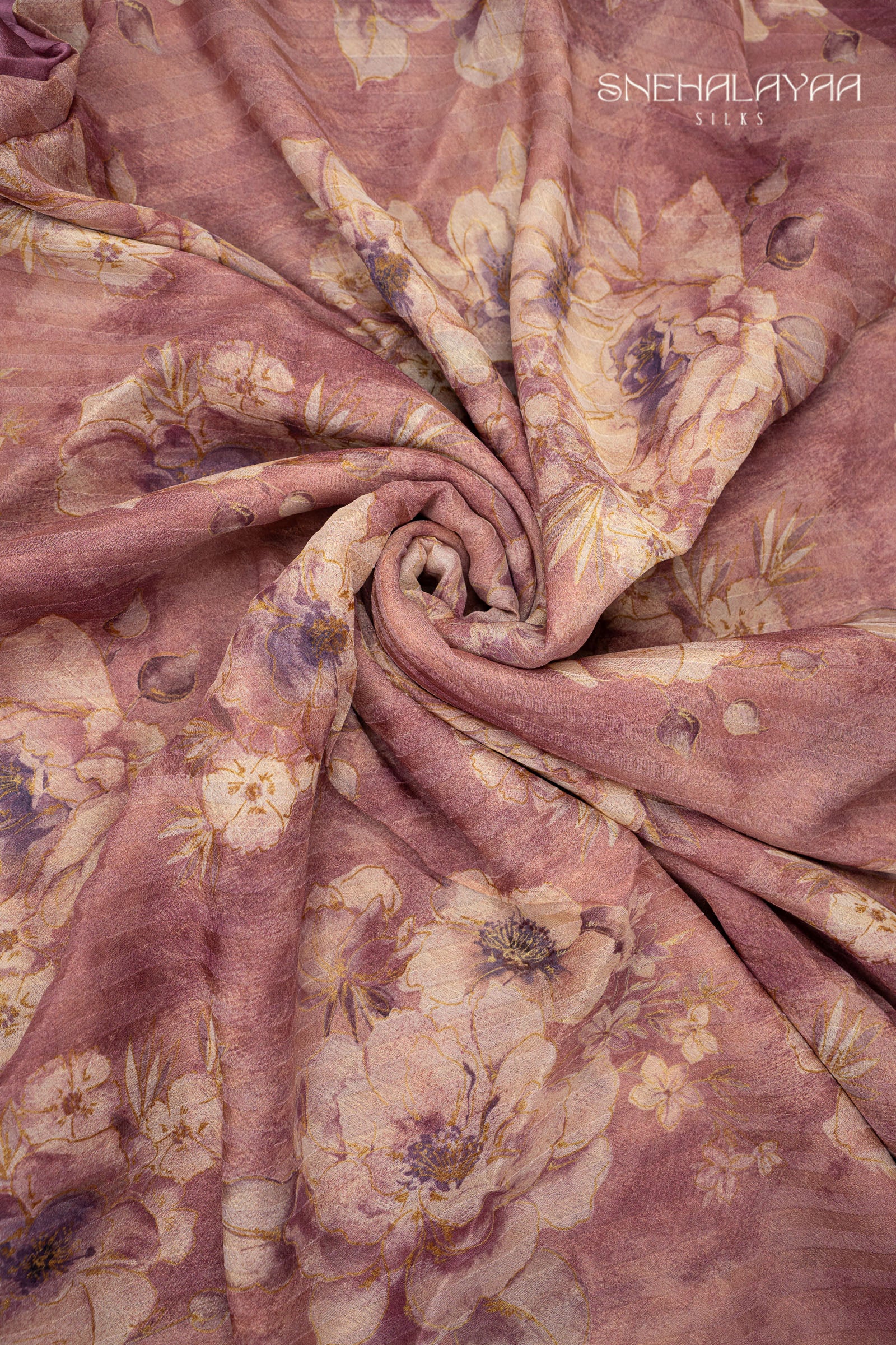 Rosewood Pink Semi Chiffon Saree