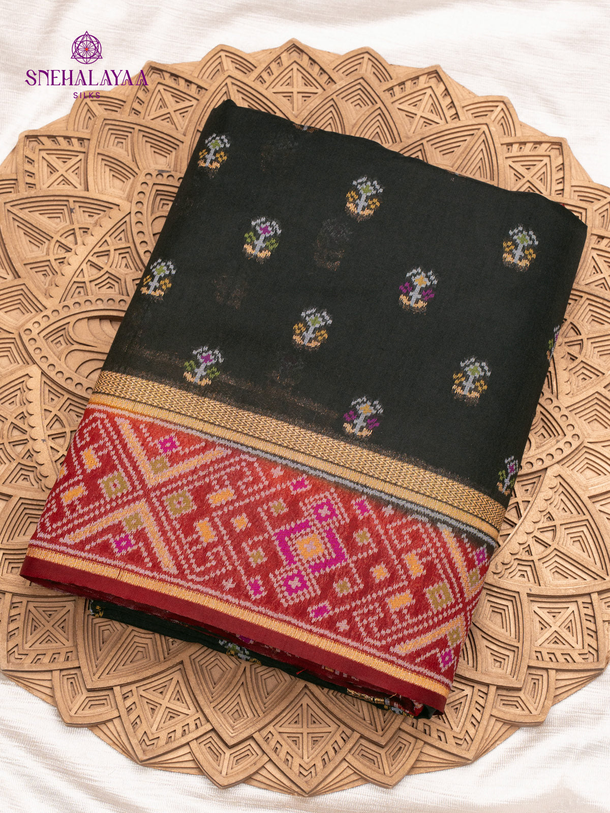 Black Ikat Silk Saree