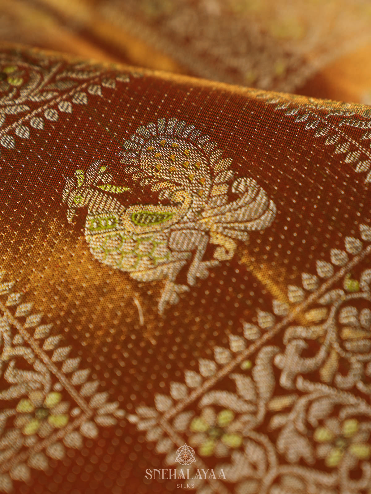 Golden Kanjivaram Silk Saree
