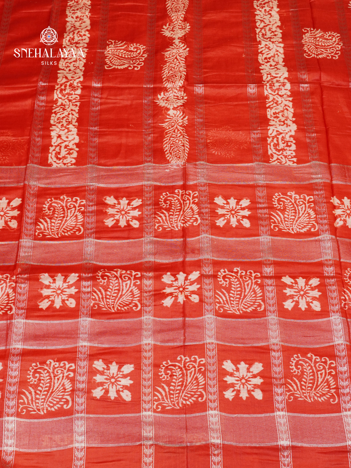 Orange Bamboo Silk Saree
