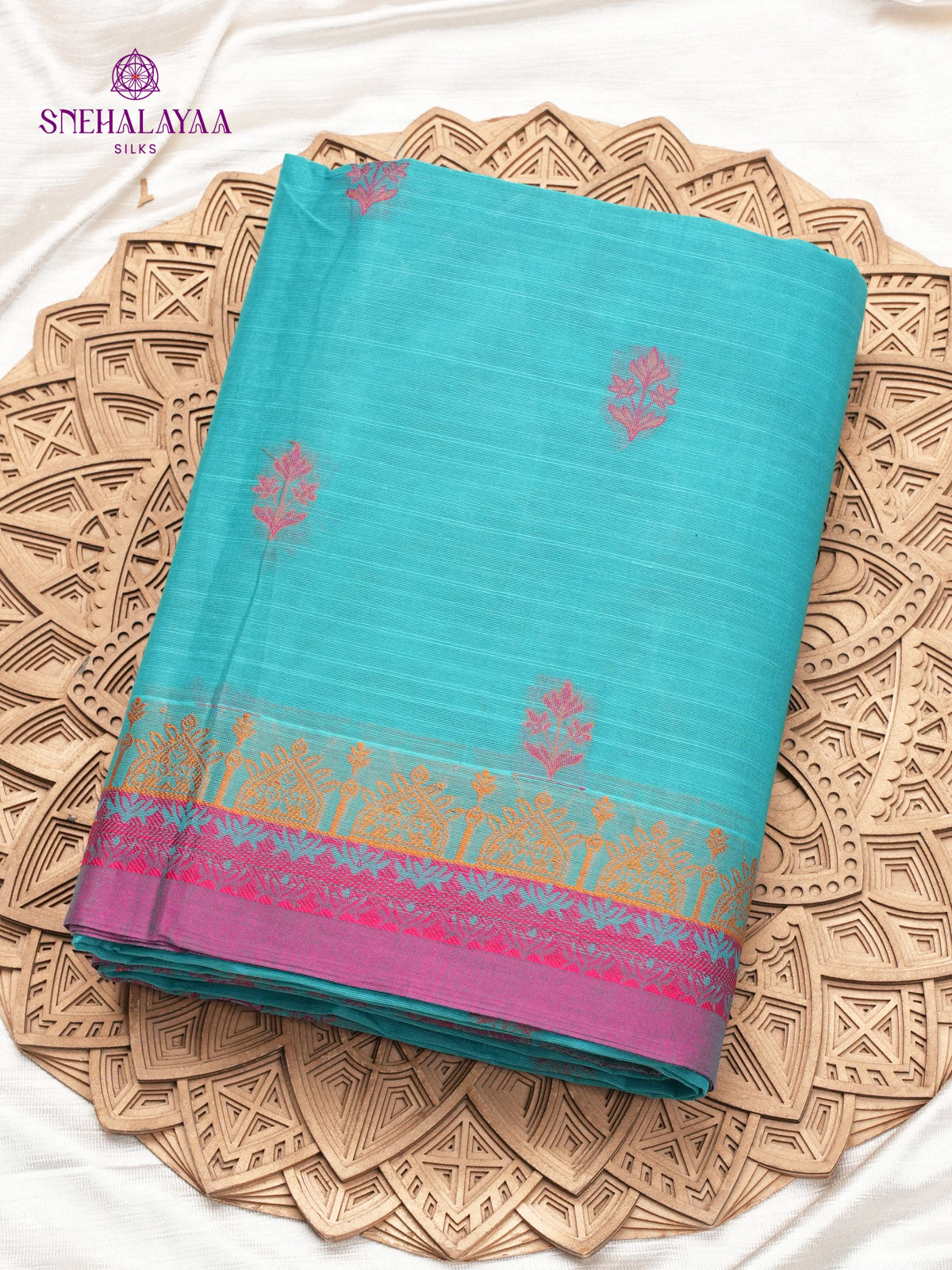 Sky Blue Handloom Cotton Saree