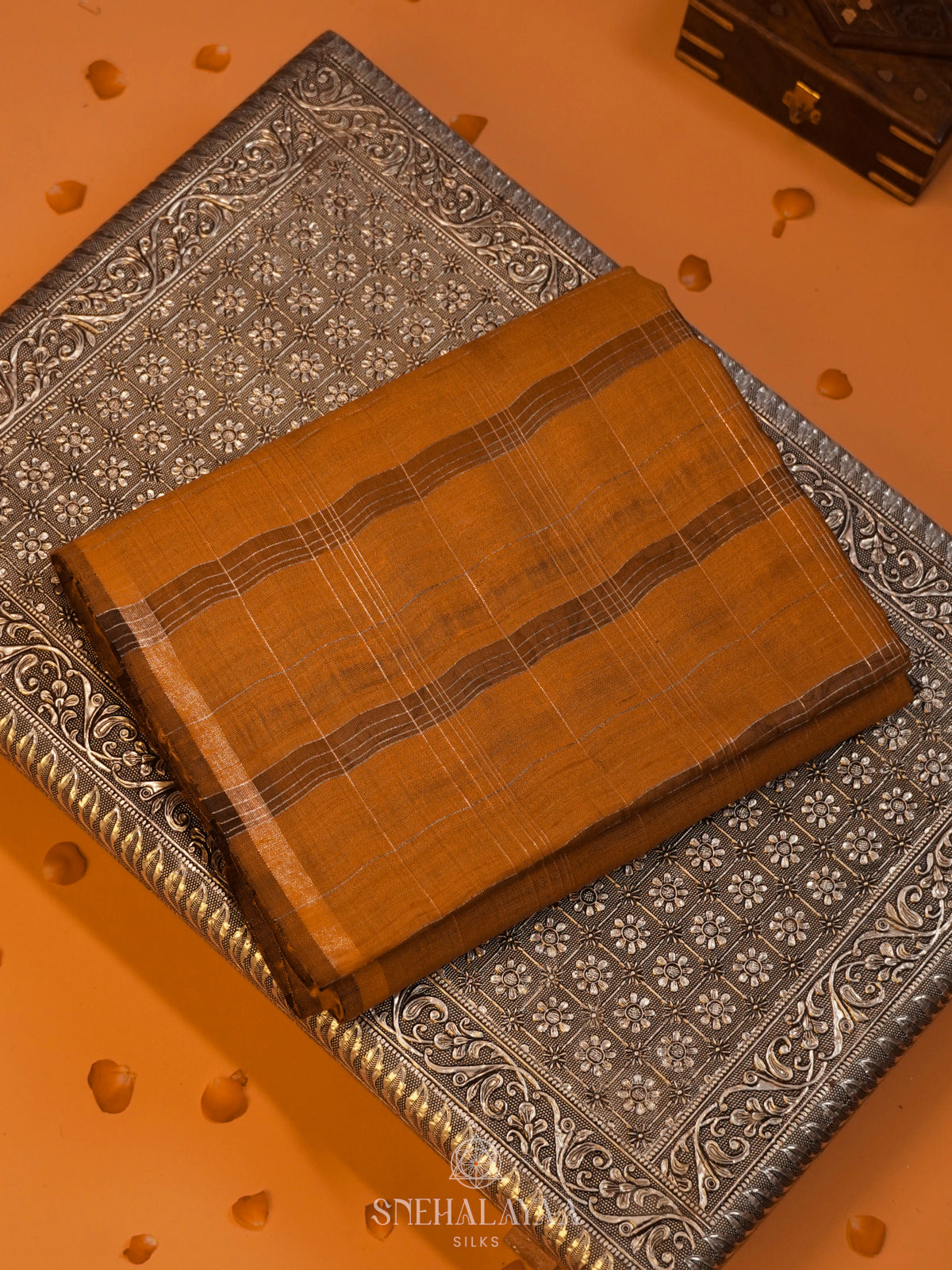 Mustard Yellow Tussar Saree