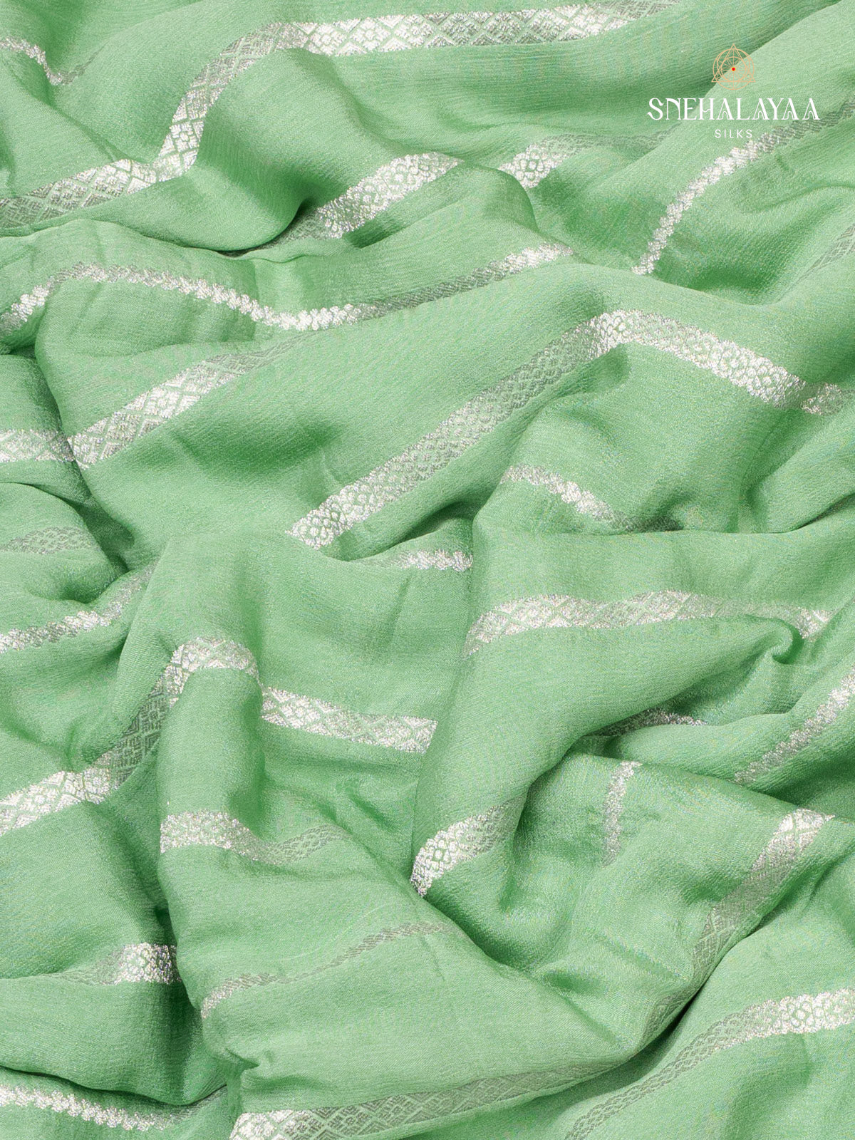 Light Green Banaras Crepe Silk Saree