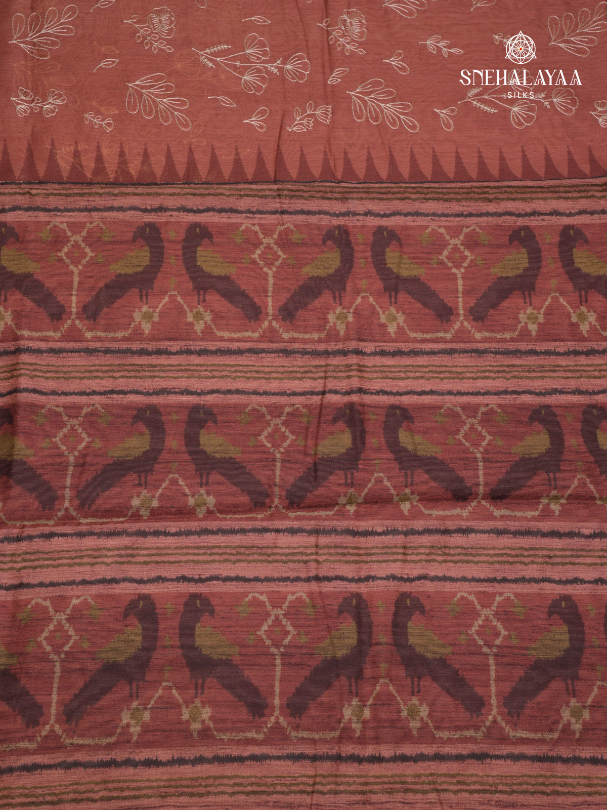 Maroon Linen Embroidery Saree