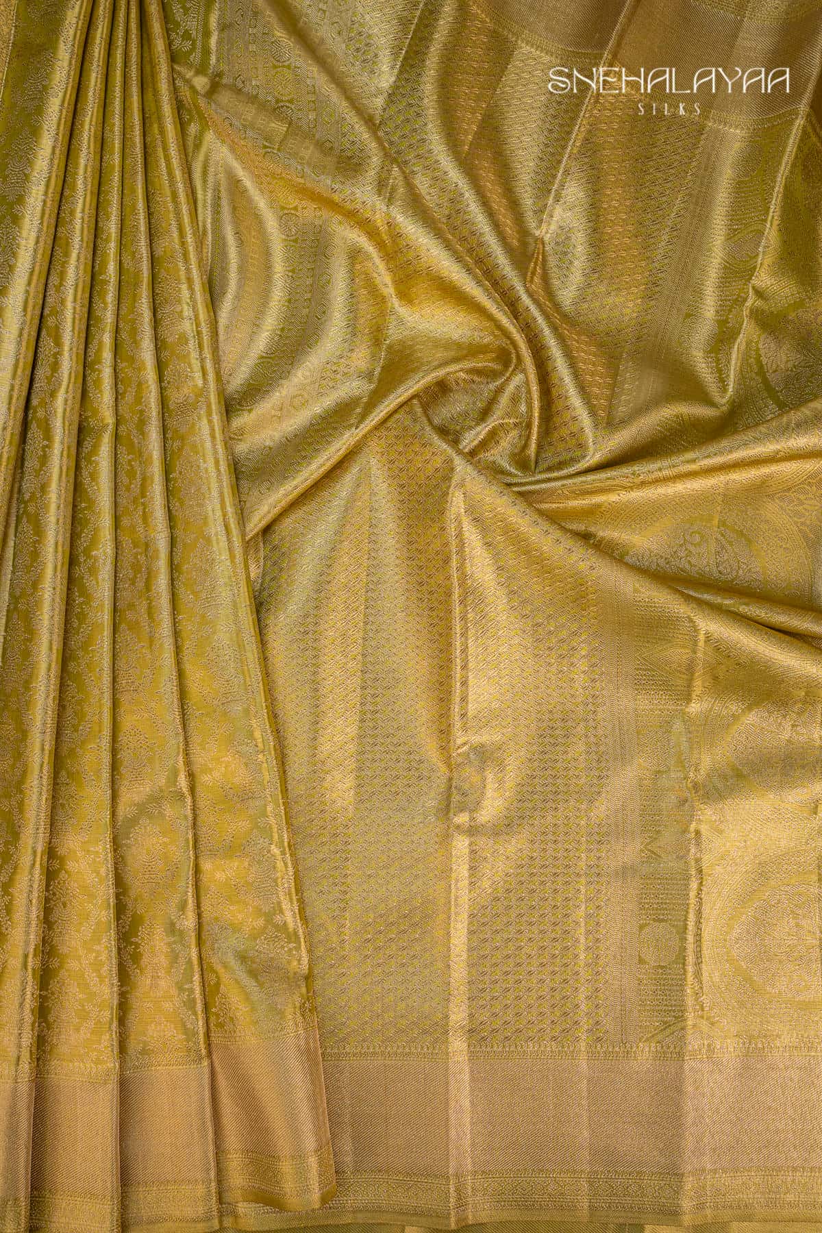 Golden Yellow Kancheevaram Tissue Silk Saree