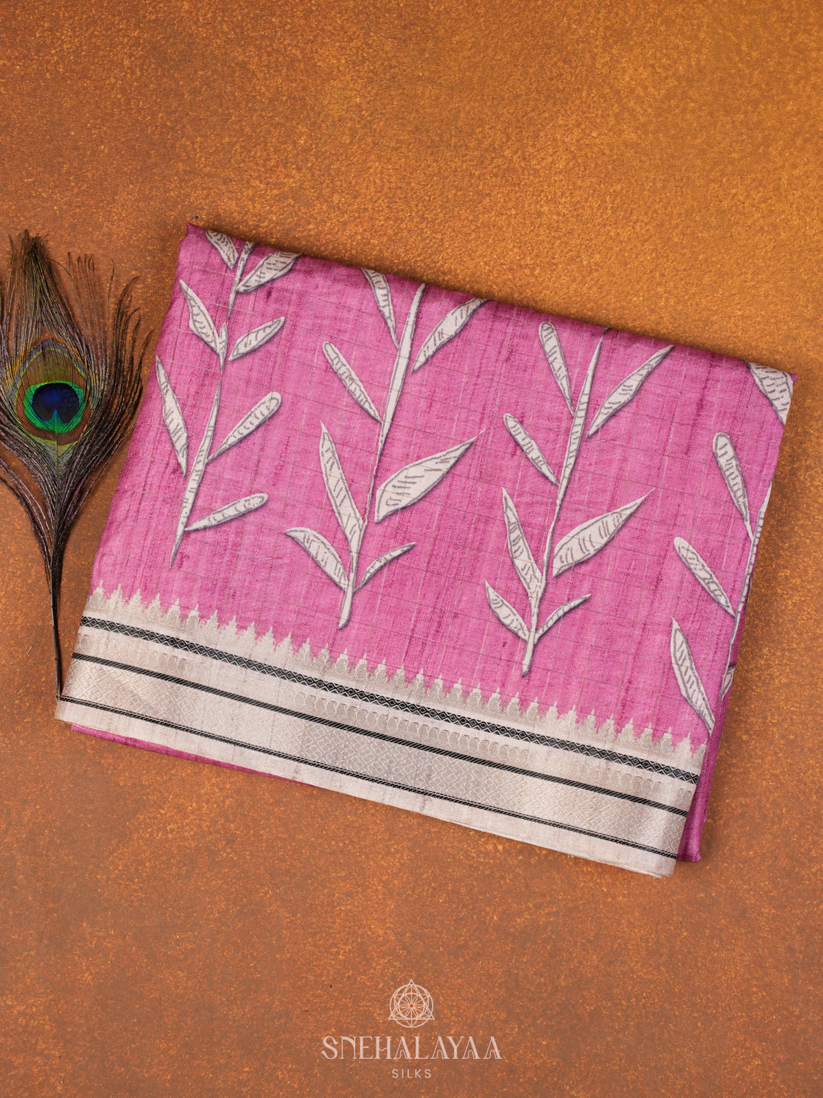 Pink Tussar Saree