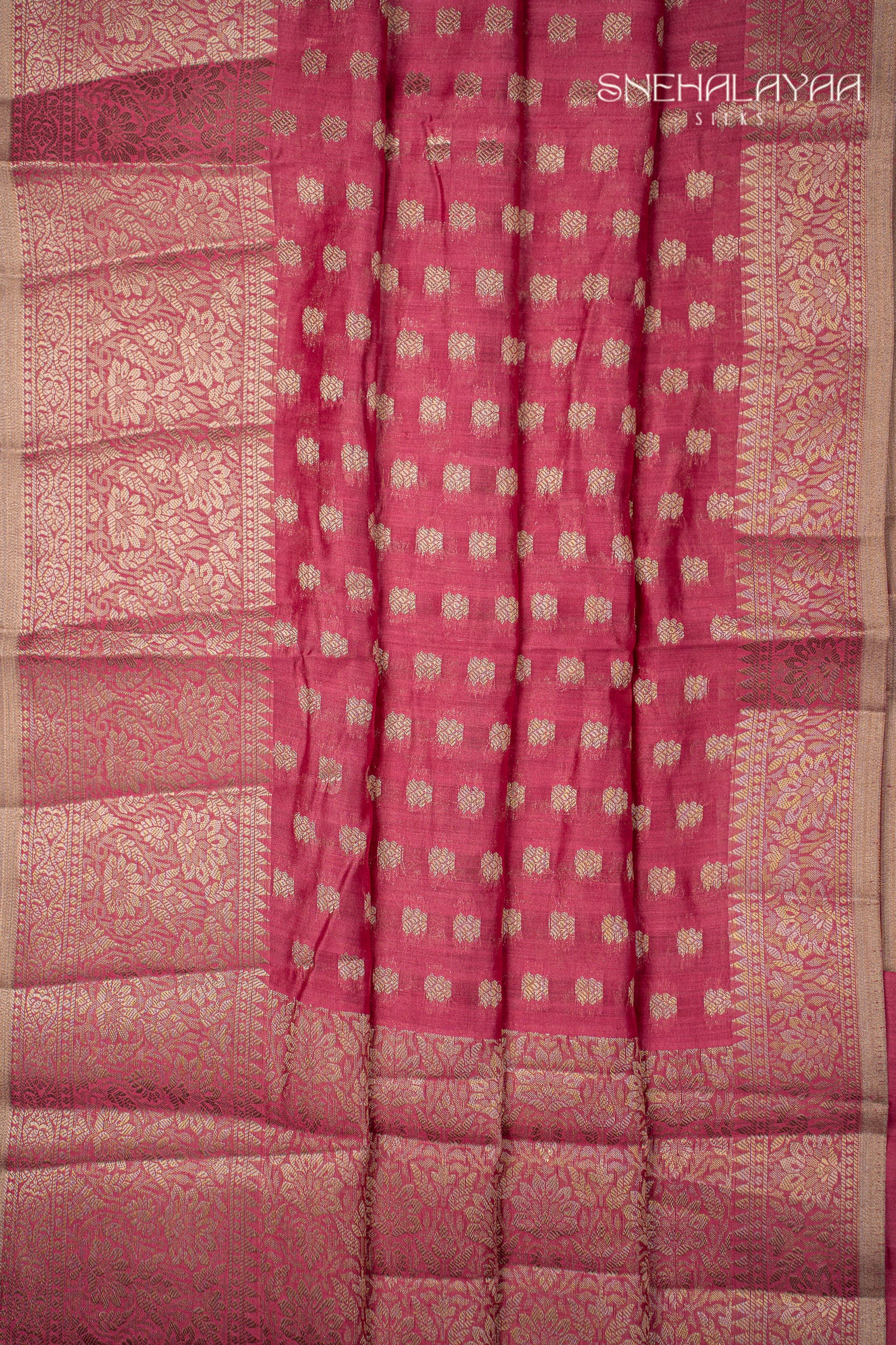 Rouge Pink Banaras Dupion Silk Saree