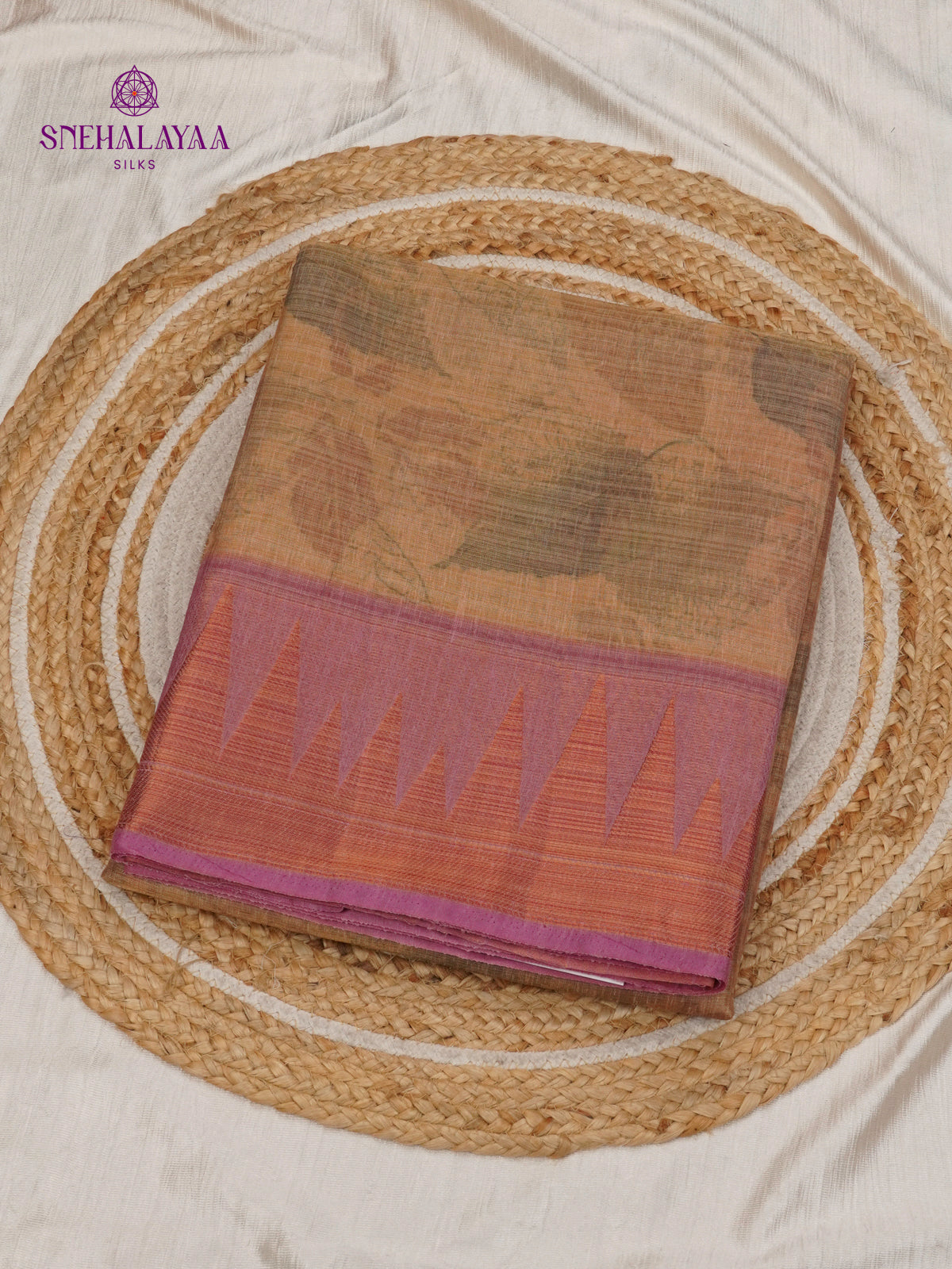 Pale Orange Linen Tissue Saree