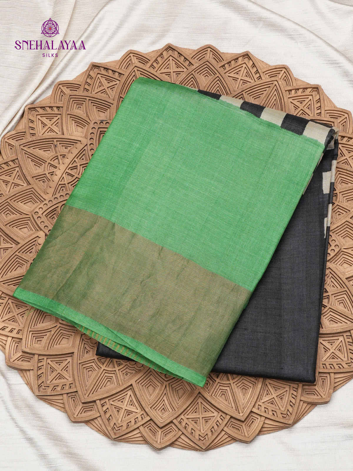 Black Tussar Silk Saree