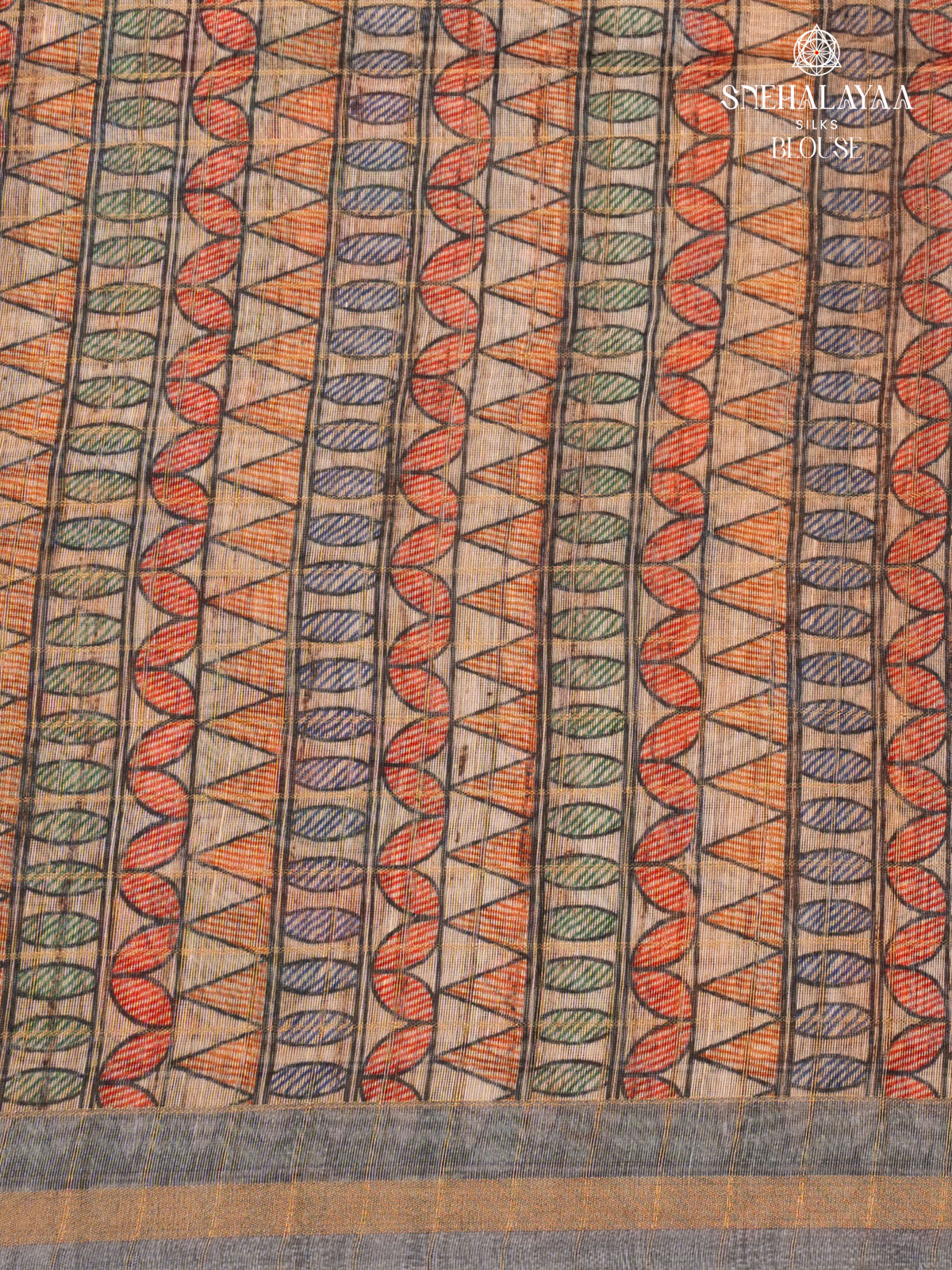 Grey Madhubani Saree