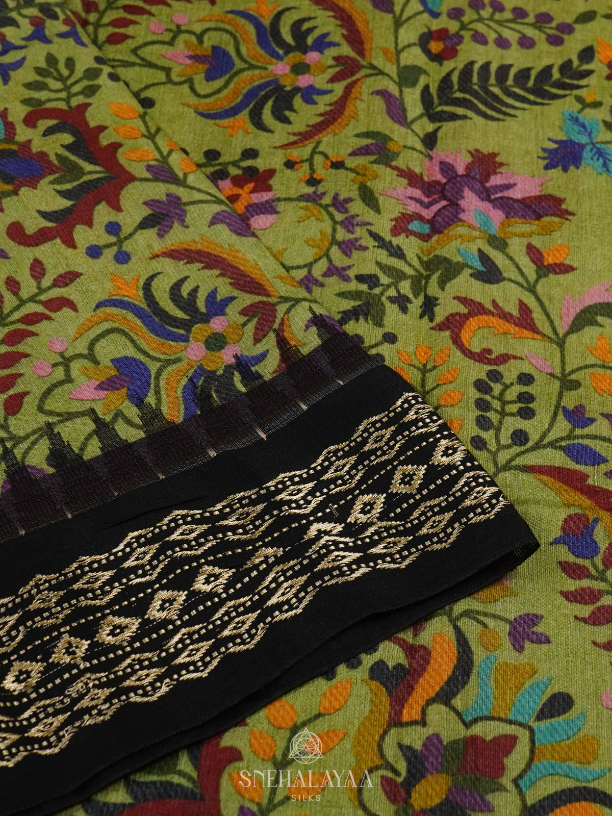 Olive Green Munga Tussar Saree