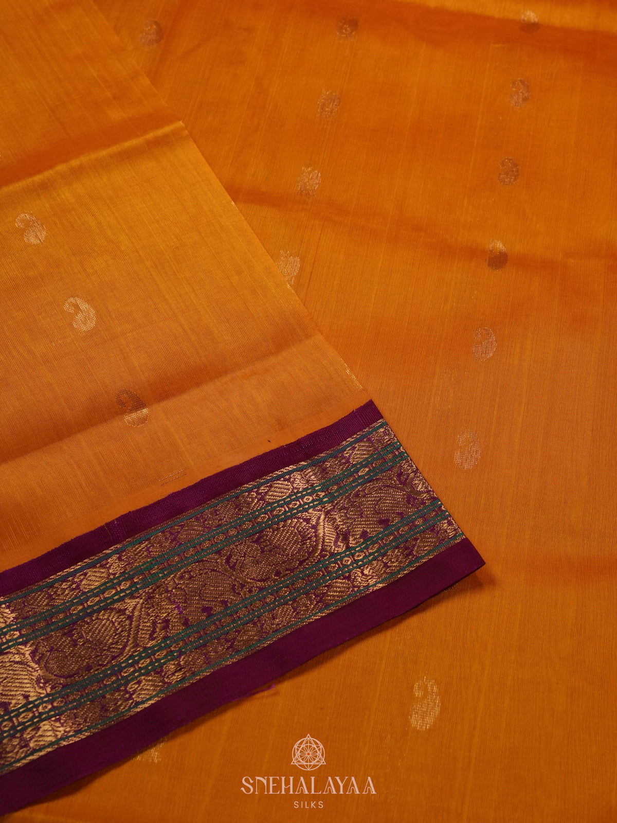 Orange Kanchi Silk Cotton Saree