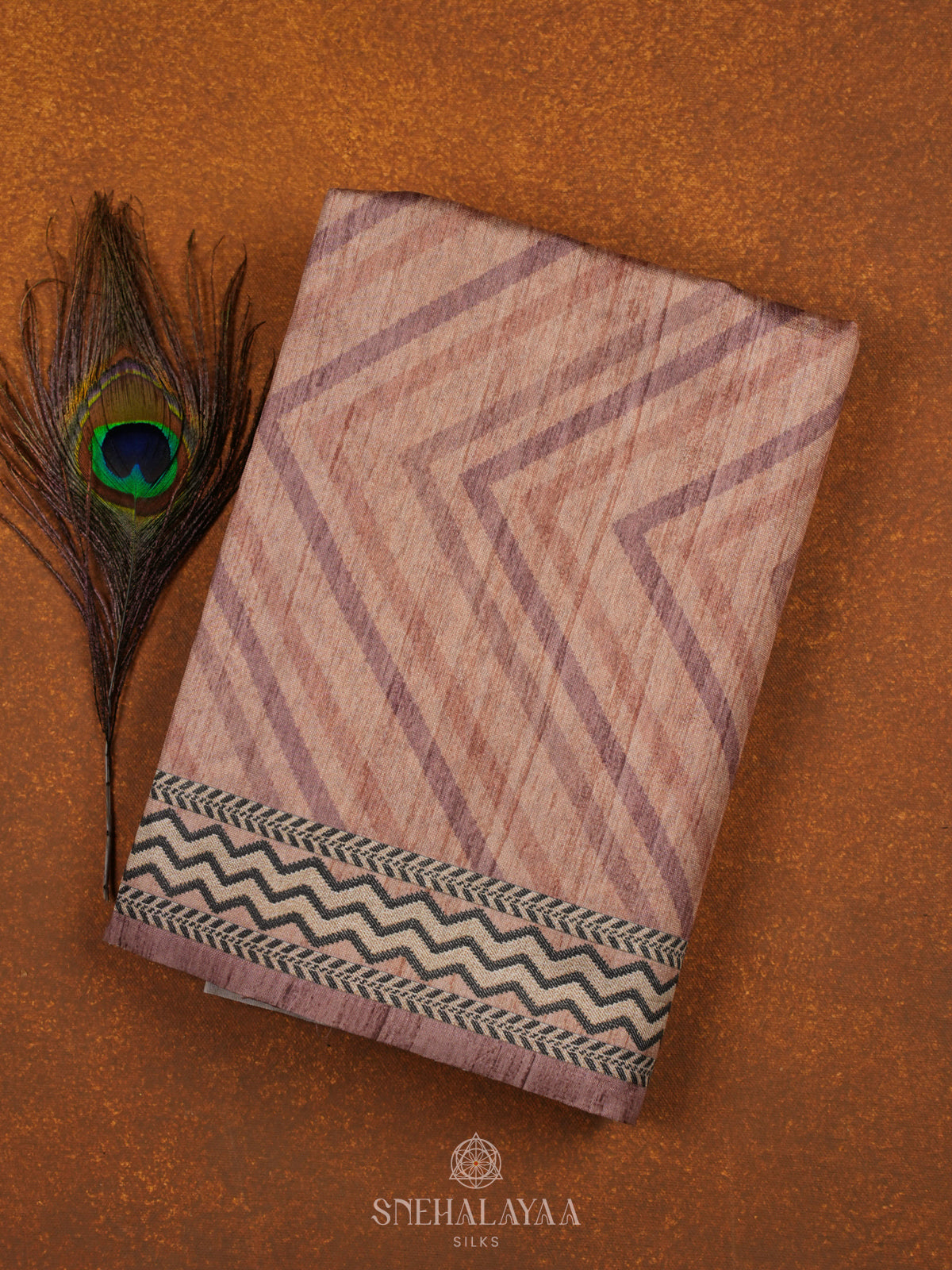 Orange Tussar Embroidery Saree