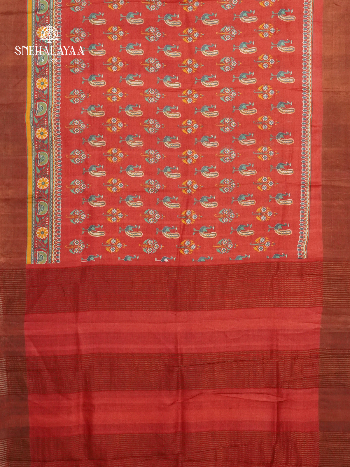 Red Tussar Saree