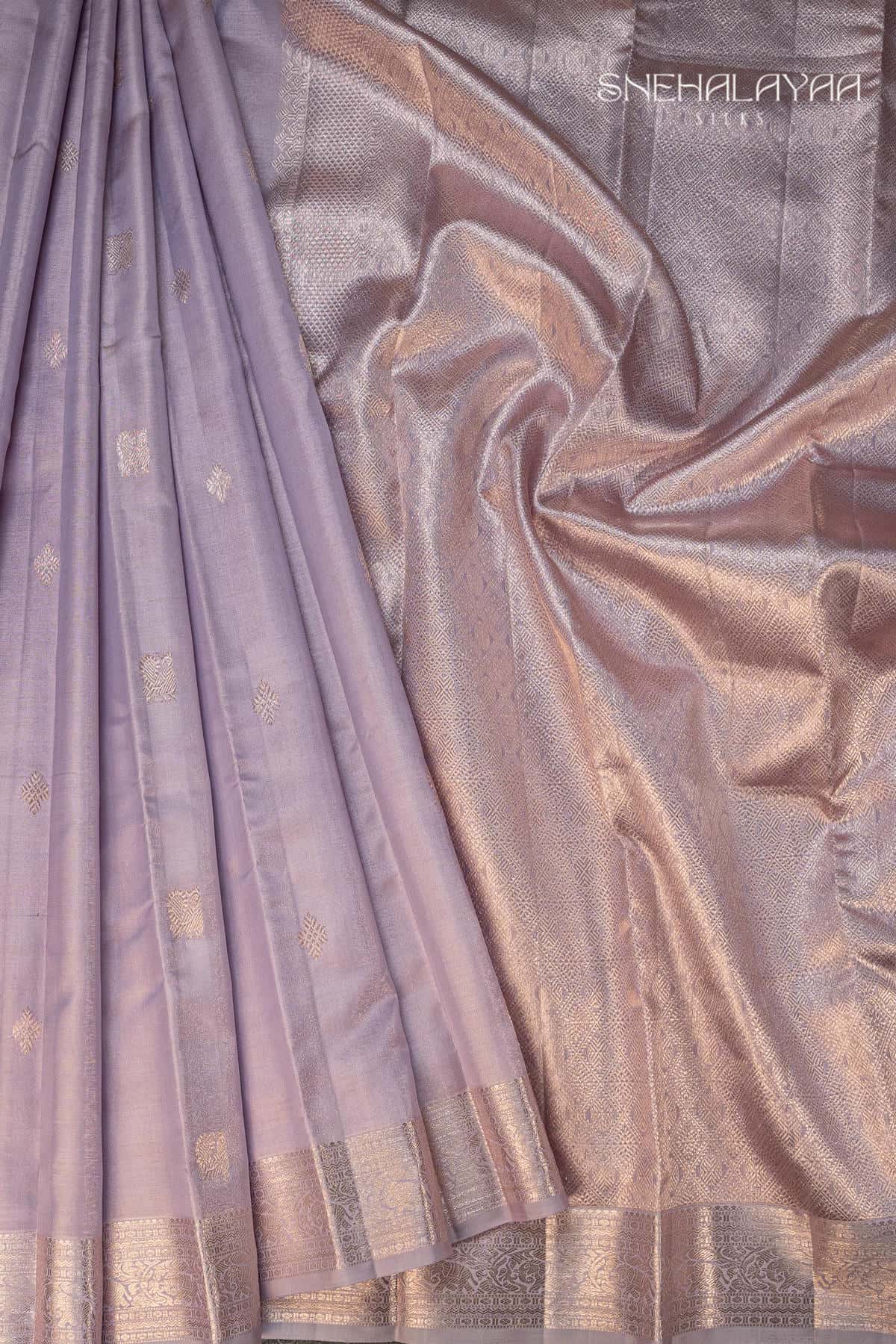 Pale Lavender Kancheevaram Silk Sare