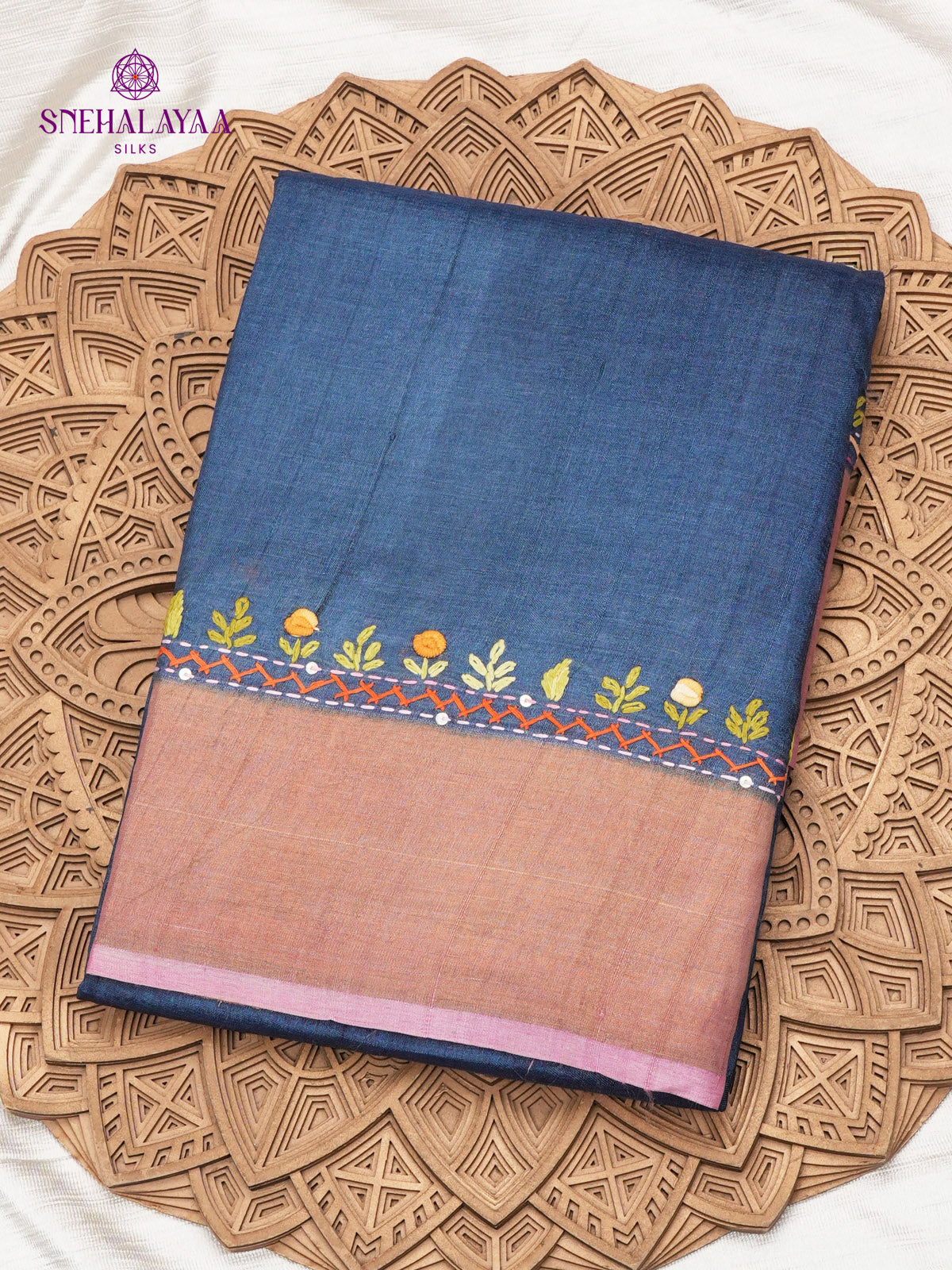 Blue Pure Tussar Silk Saree