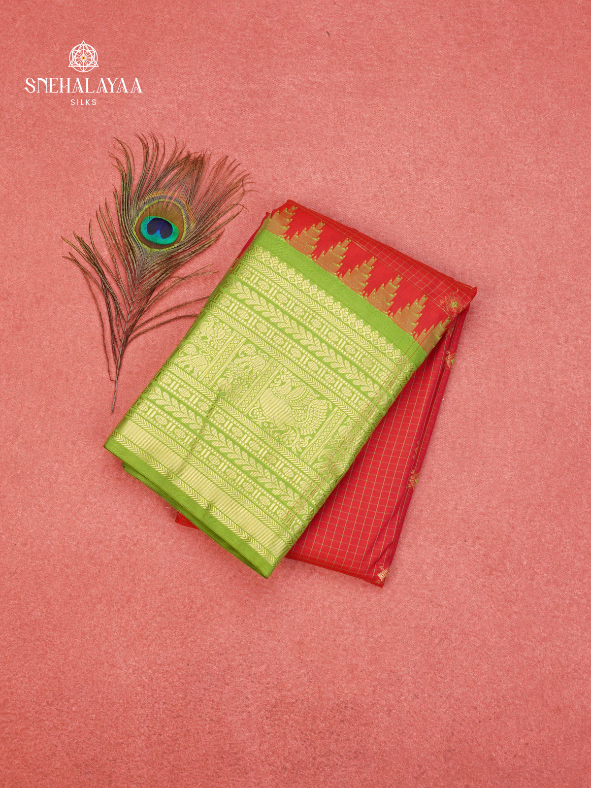 Red Gadwal Silk Saree