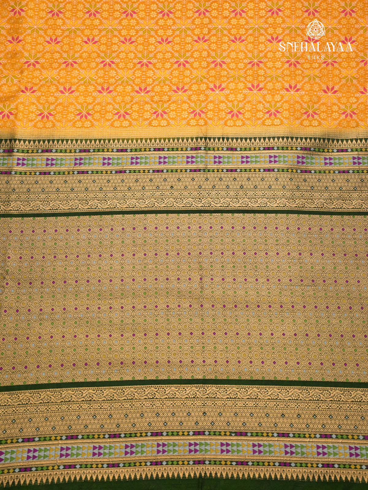 Orange Ikat Silk Saree