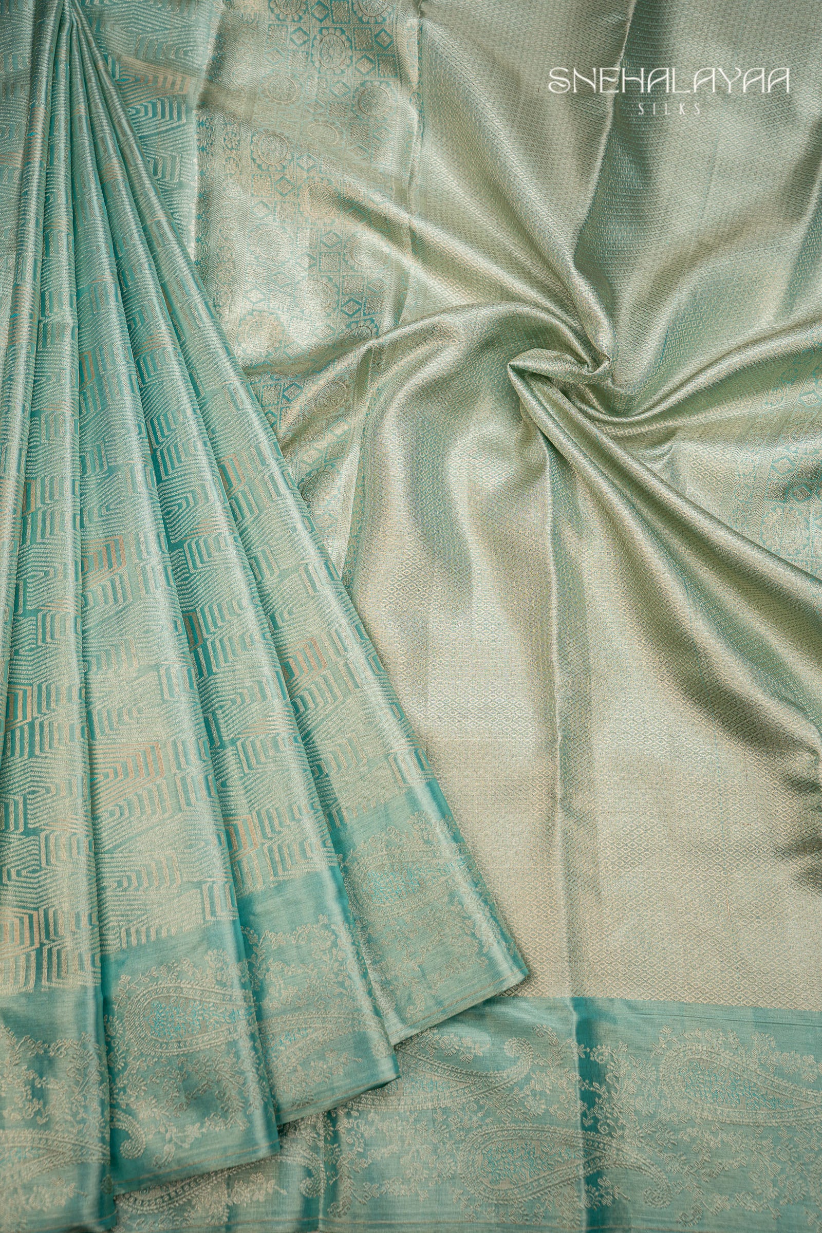 Sapphire Blue Kancheevaram Silk Saree