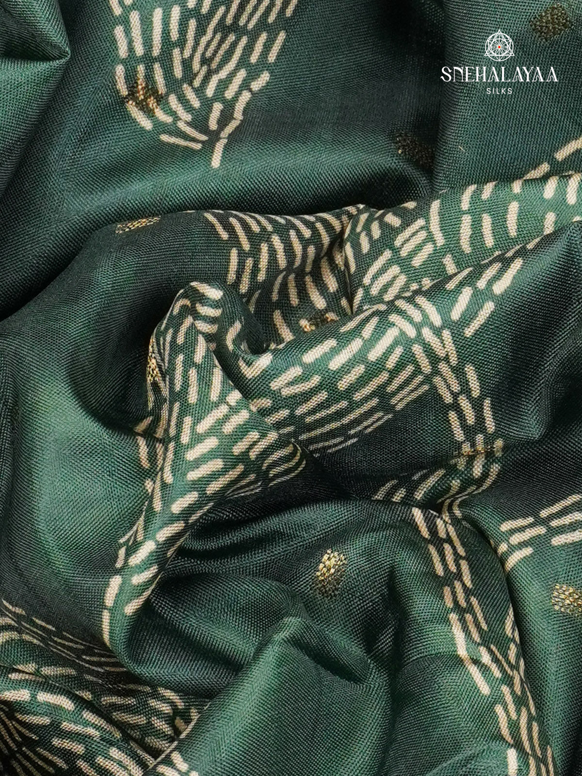 Pastel Green Floral Printed Tussar Saree