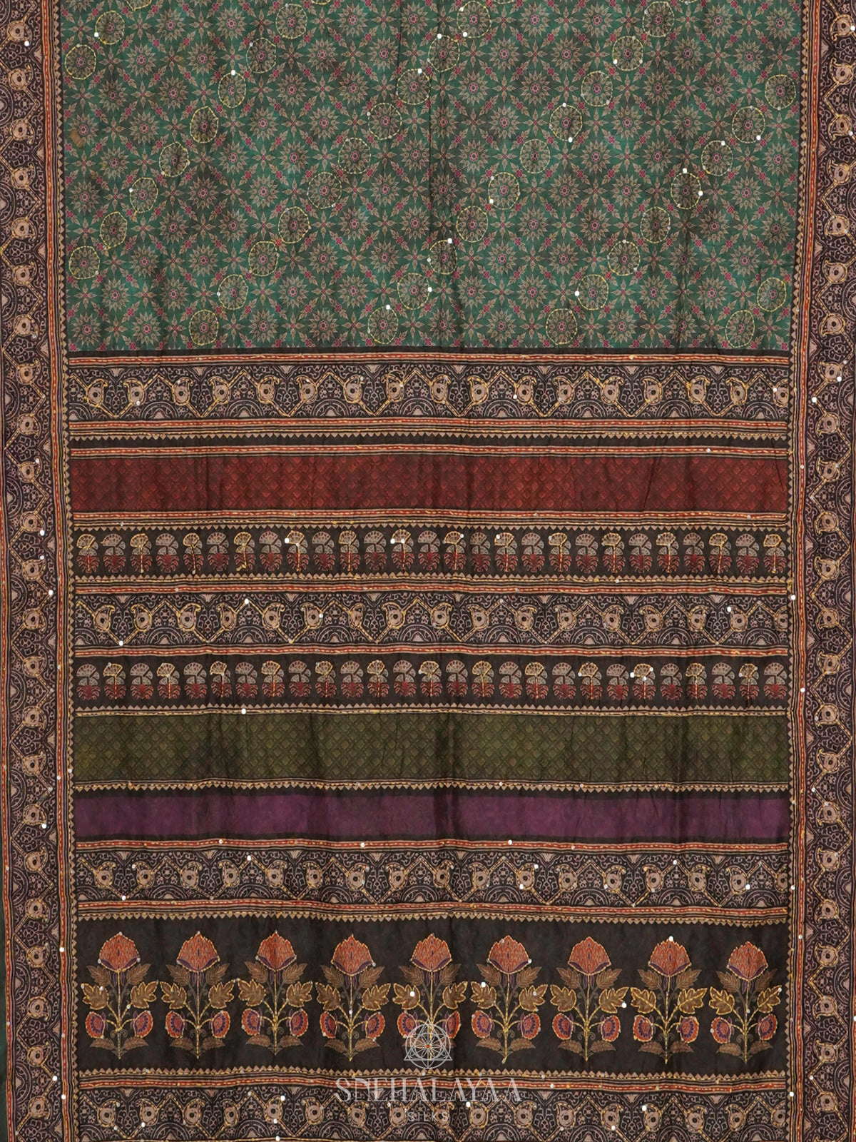 Green Embroidered Chanderi Saree