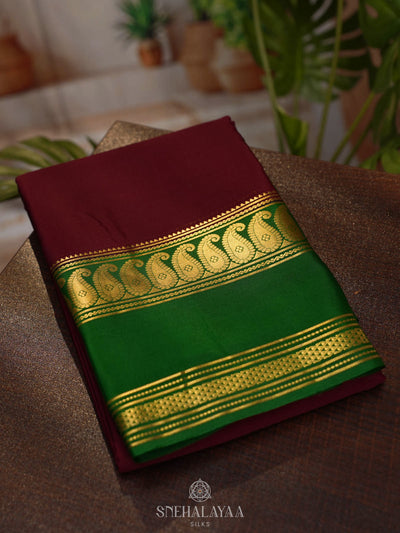 Wine Red Mysore Silk Saree