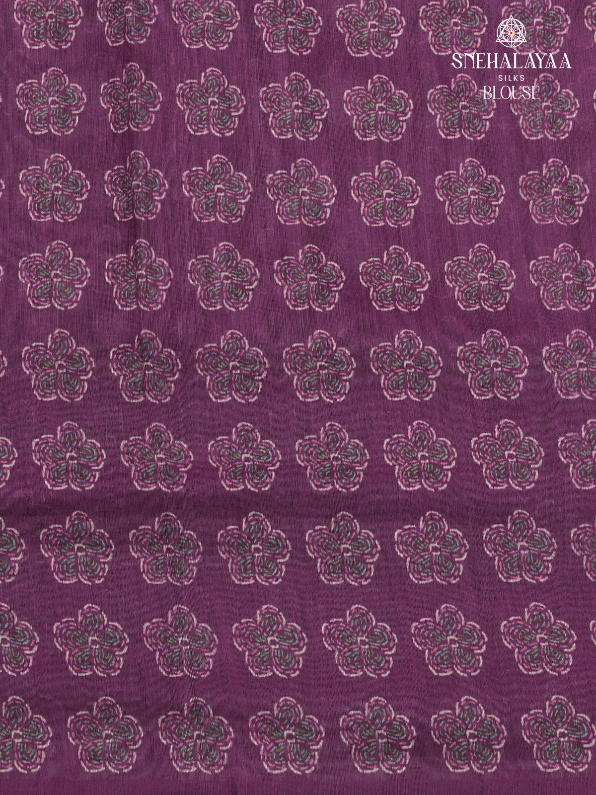 Magenta Printed Linen Saree