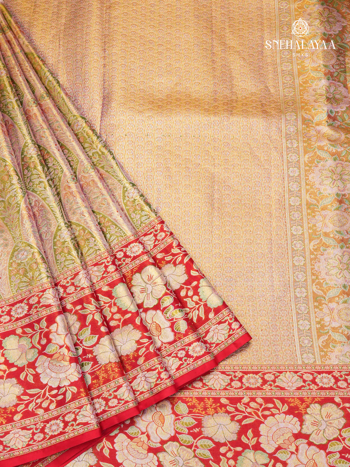 Golden Kanjivaram Tissue Silk Saree