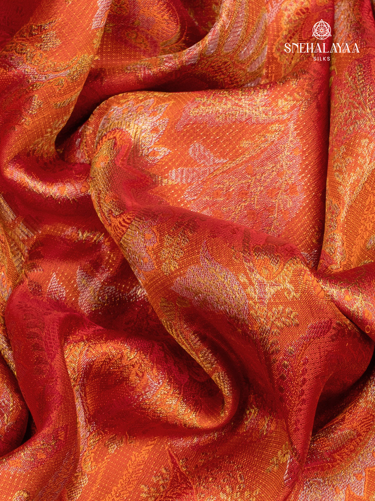 Rust Orange Kanjivaram Silk Saree