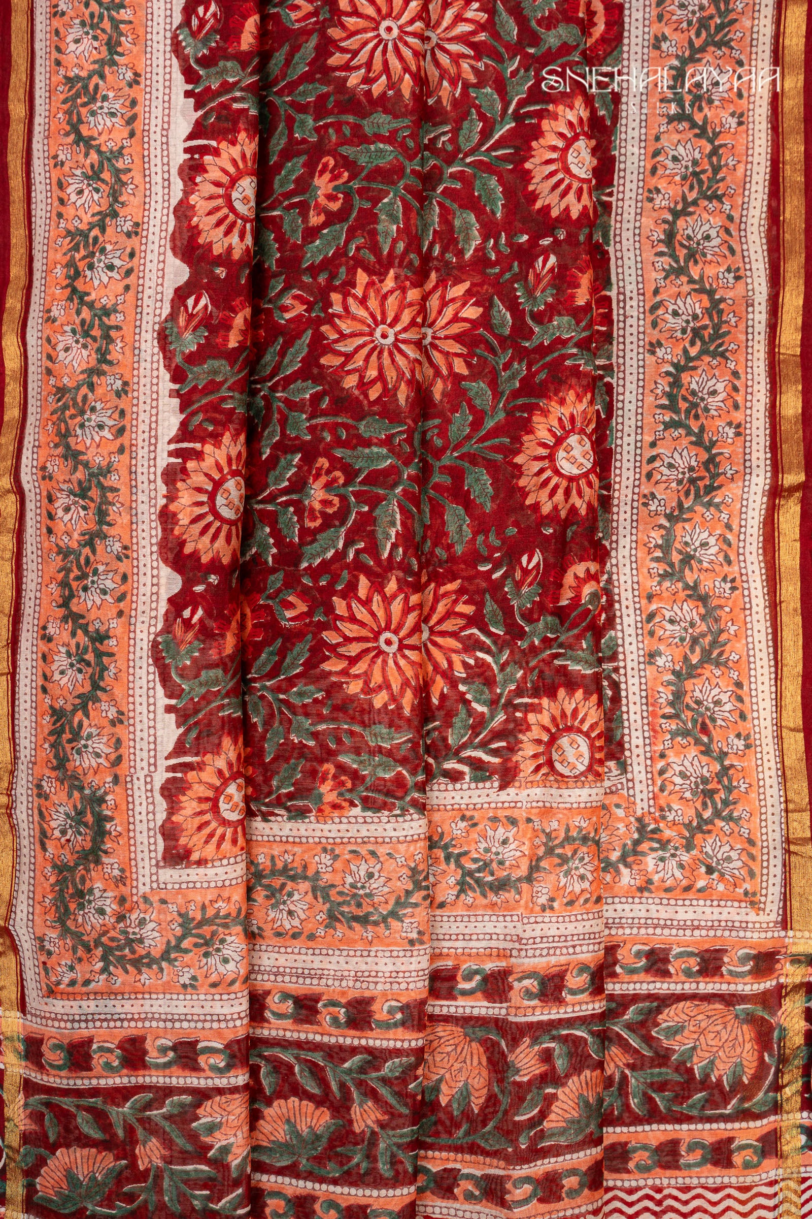 Berry Red Chanderi Saree