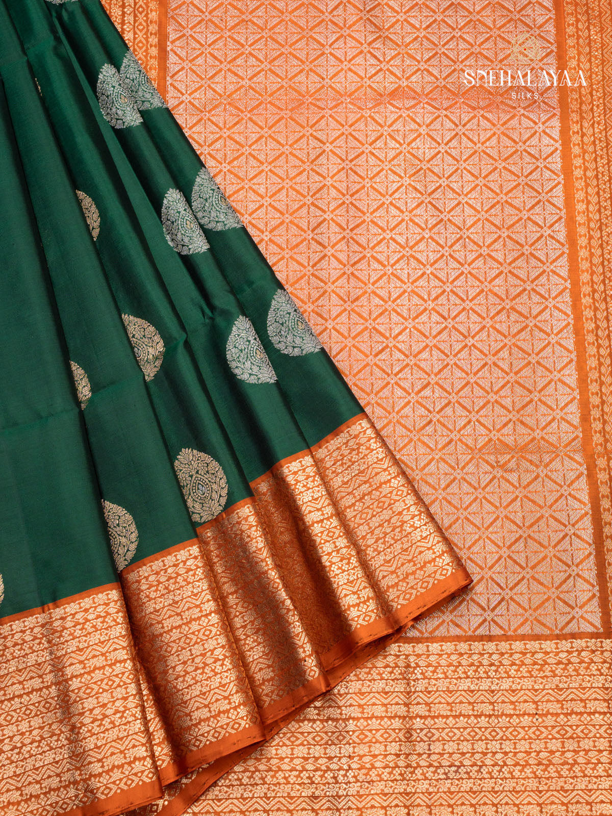 Bottle Green Kanjivaram Sofr Silk Saree